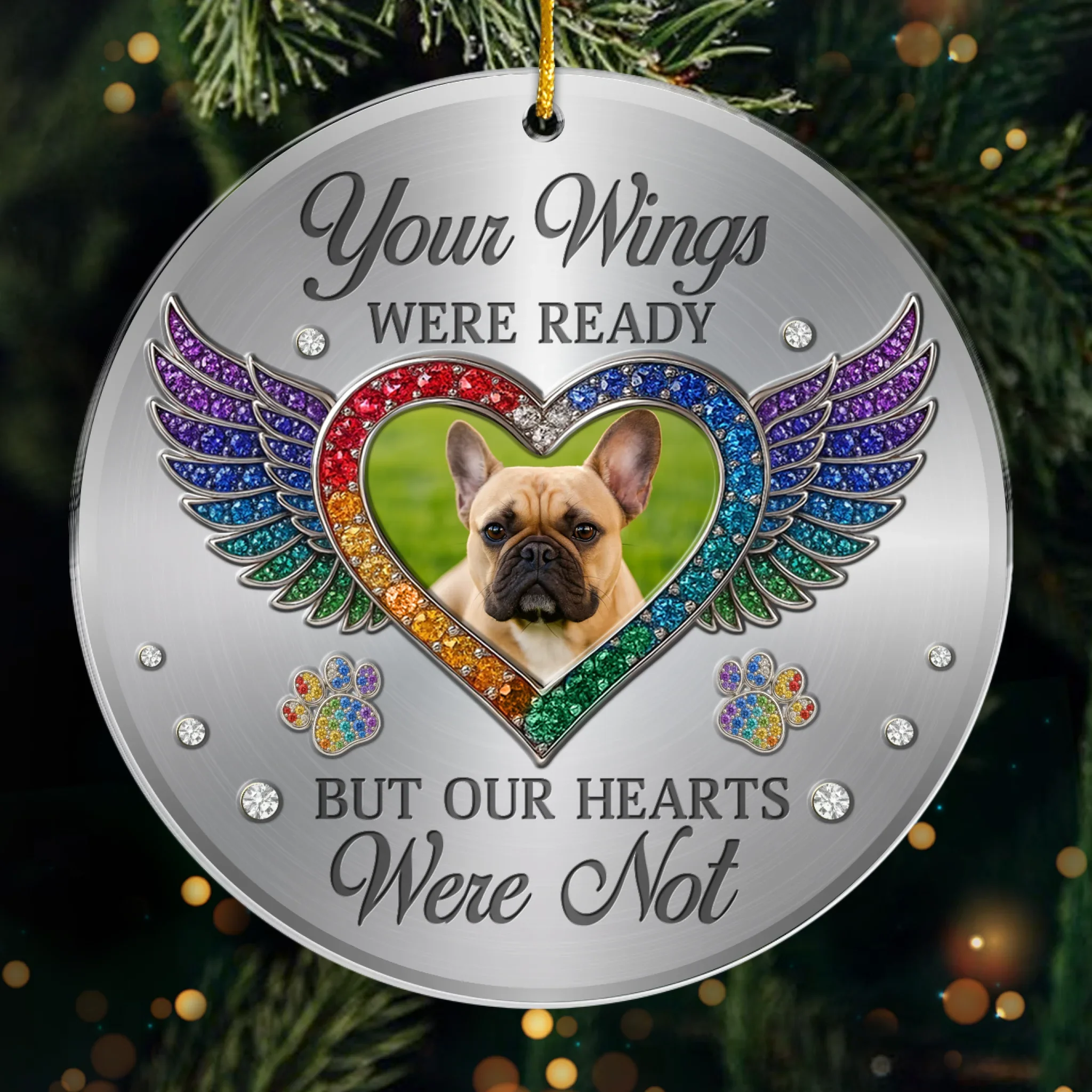 Custom Photo Acrylic Ornament - Personalized Pet Christmas Memorial Sympathy Gifts For Dogs, Cats - Forever In My Broken Heart - Robaser