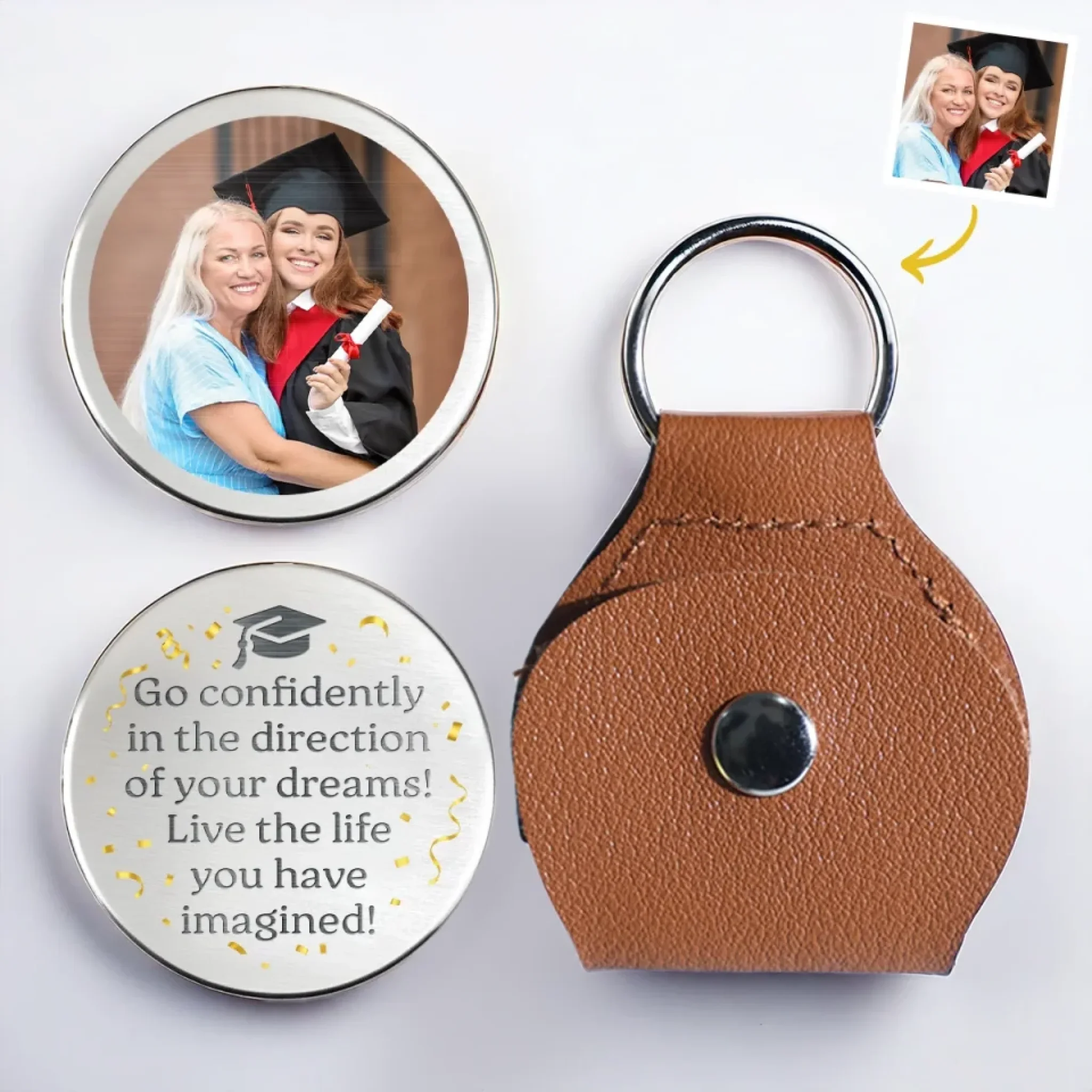Custom Photo Graduate Today, Inspiration Forever - Family Personalized Custom Pocket Hug - Graduation Gift For Family Members, Siblings, Brothers, Sisters - Robaser