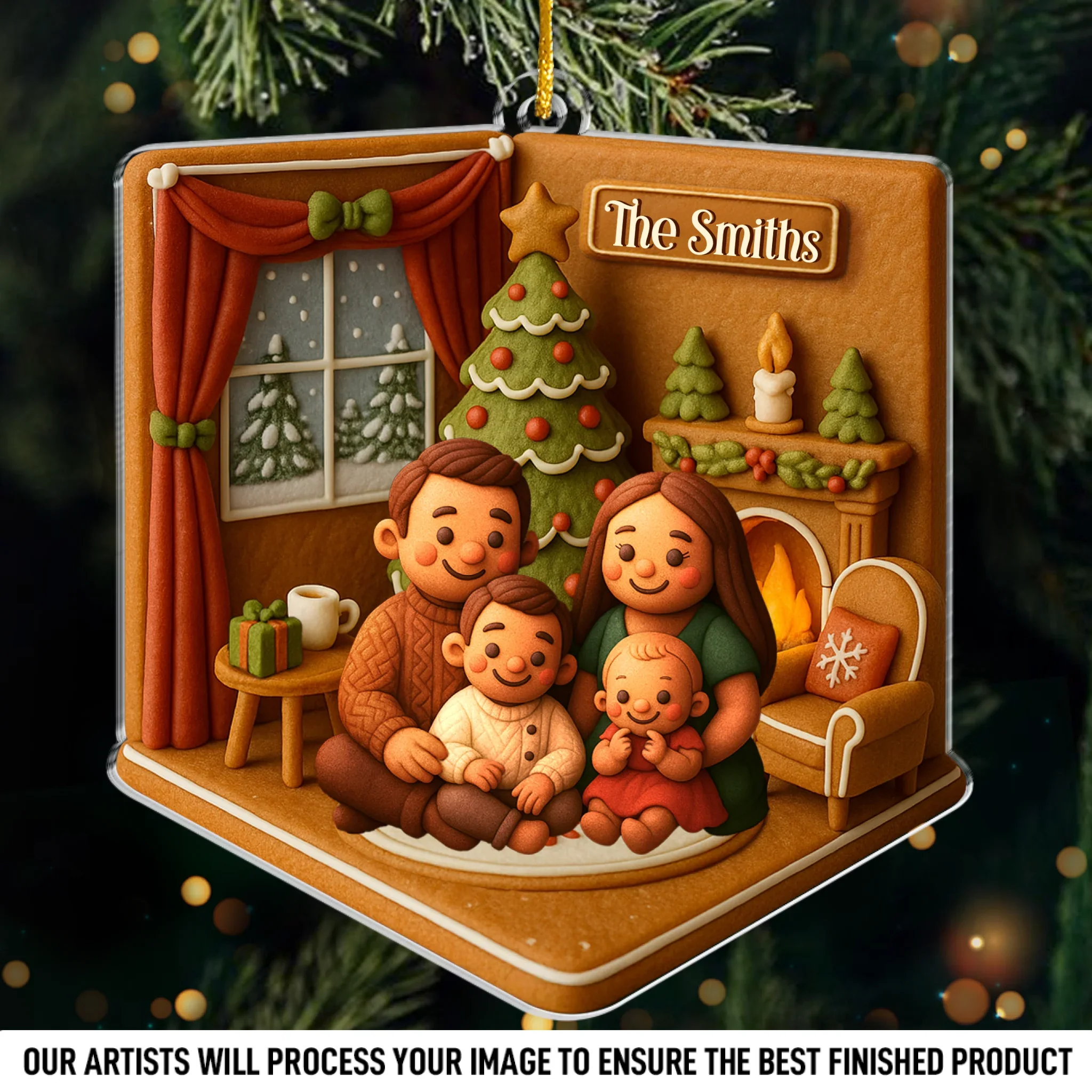 Custom Photo Acrylic Ornament - Personalized Christmas Birthday Gifts For Mom, Dad, Kids - Winter Magic With Family - Robaser