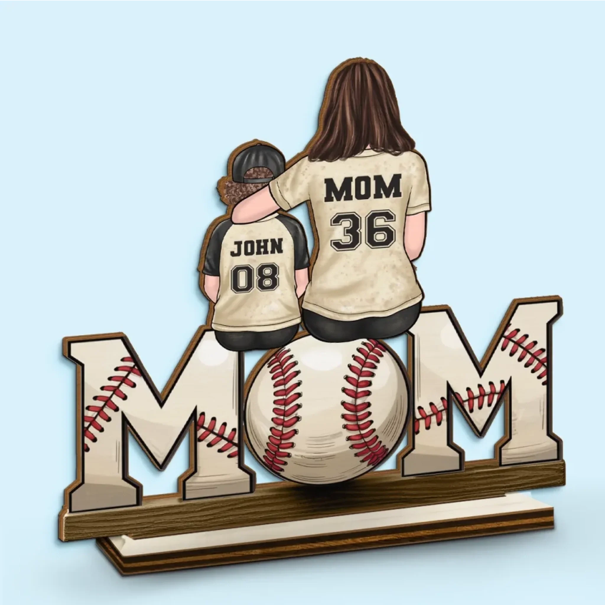 Teammates For Life - Family Personalized Custom Shaped 2-Layered Wooden Plaque With Flat Stand - Mother's Day, House Warming Gift For Mom, Sport Lovers, Sport Players - Robaser