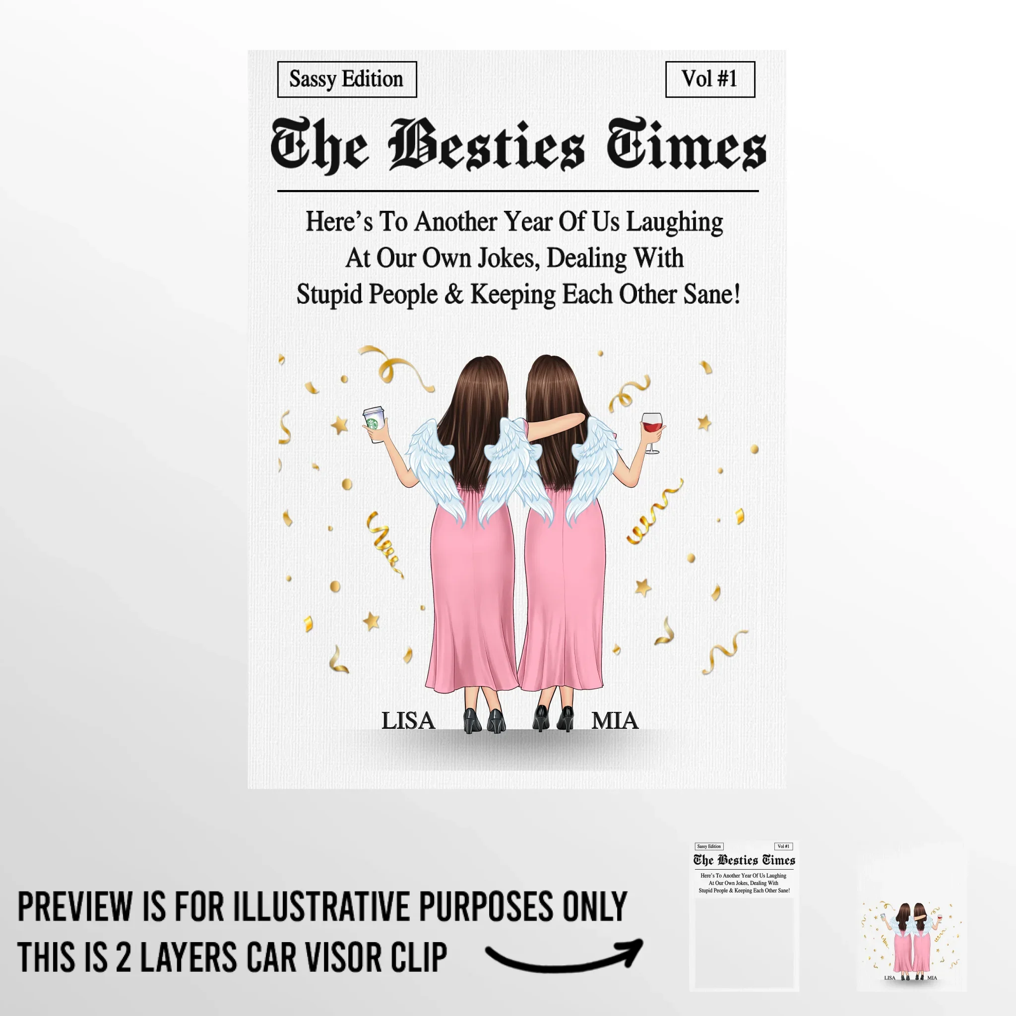 Custom Car Visor Clip - Personalized Best Friend Birthday Gifts For Women, Besties, Sisters, BFF - Partners In Fun Always - Robaser