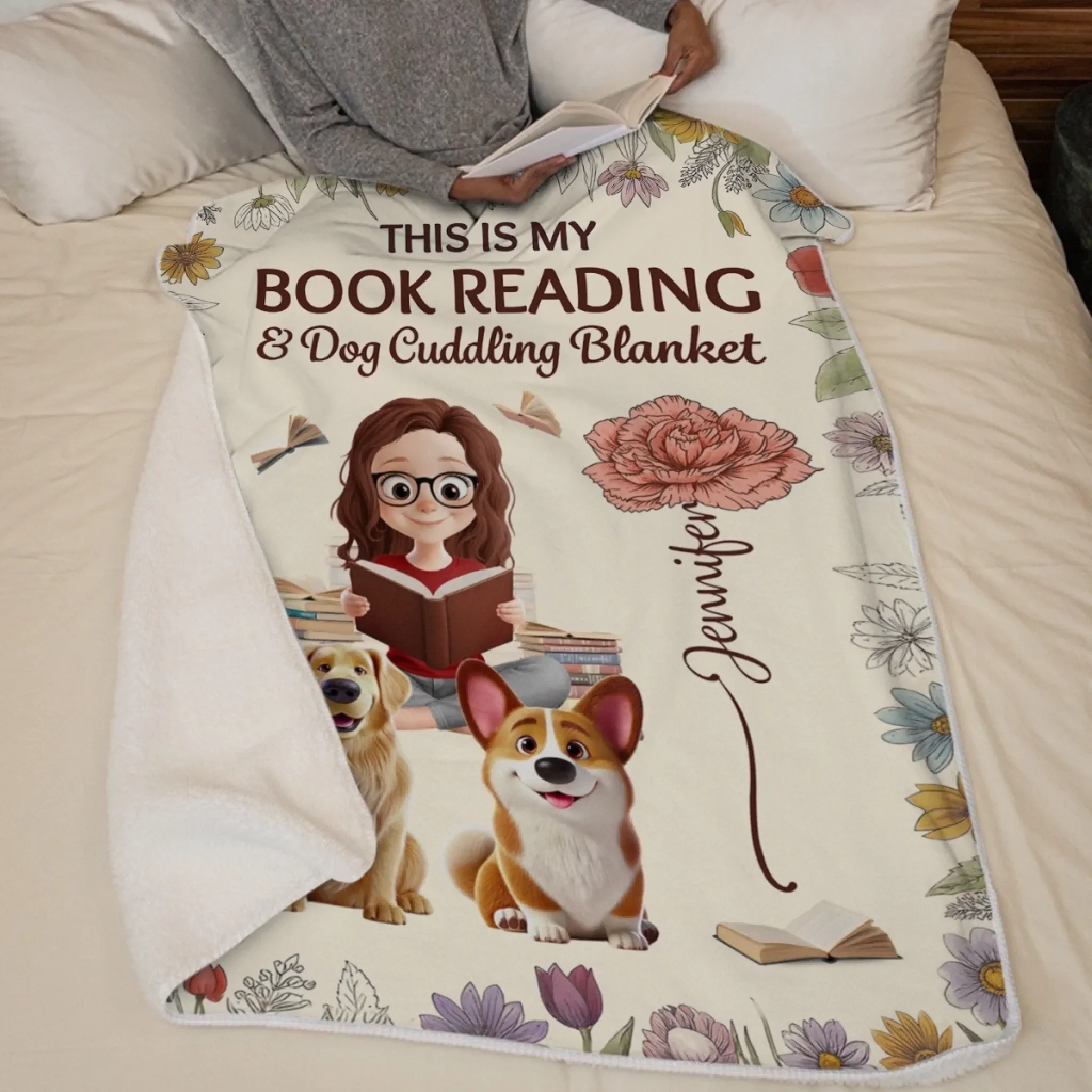 Custom Blanket - Personalized Christmas Bookish Gifts For Book Lovers, Bookworms, Dog Dad And Mom, Cat Owners - Reading Buddies Forever - Robaser