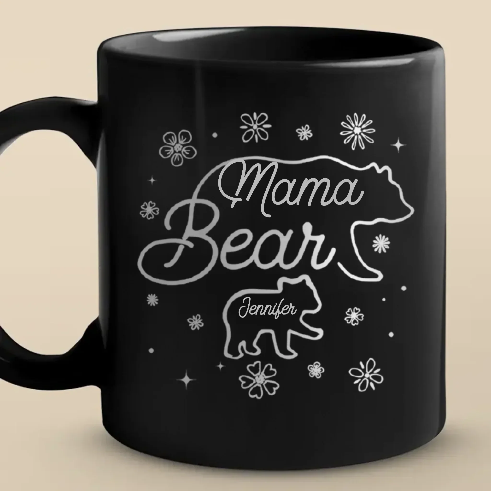 Lead With Love - Family Personalized Custom Black Mug - Mother's Day, Gift For Mom, Grandma - Robaser