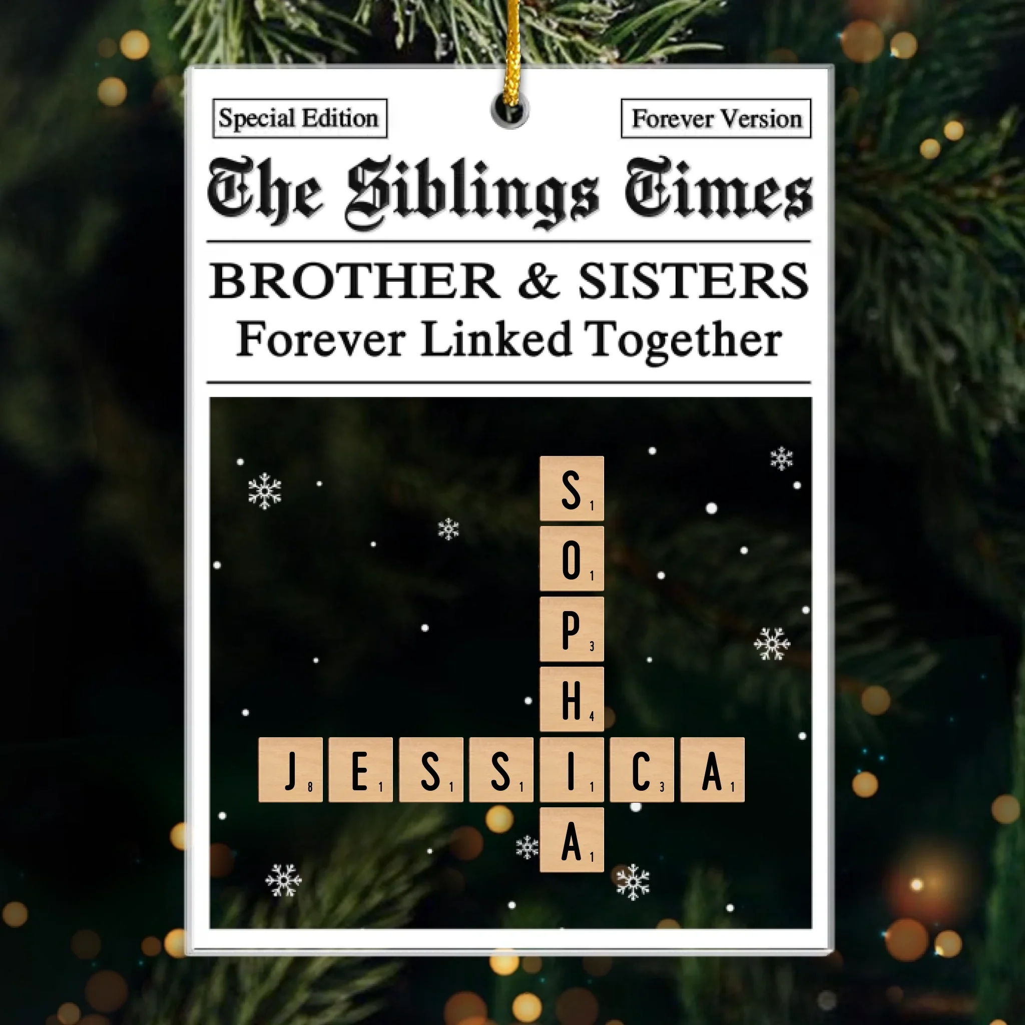 Custom Scrabble Acrylic Ornament - Personalized Christmas Birthday Gifts For Brother, Sister - Words That Unite Us - Robaser