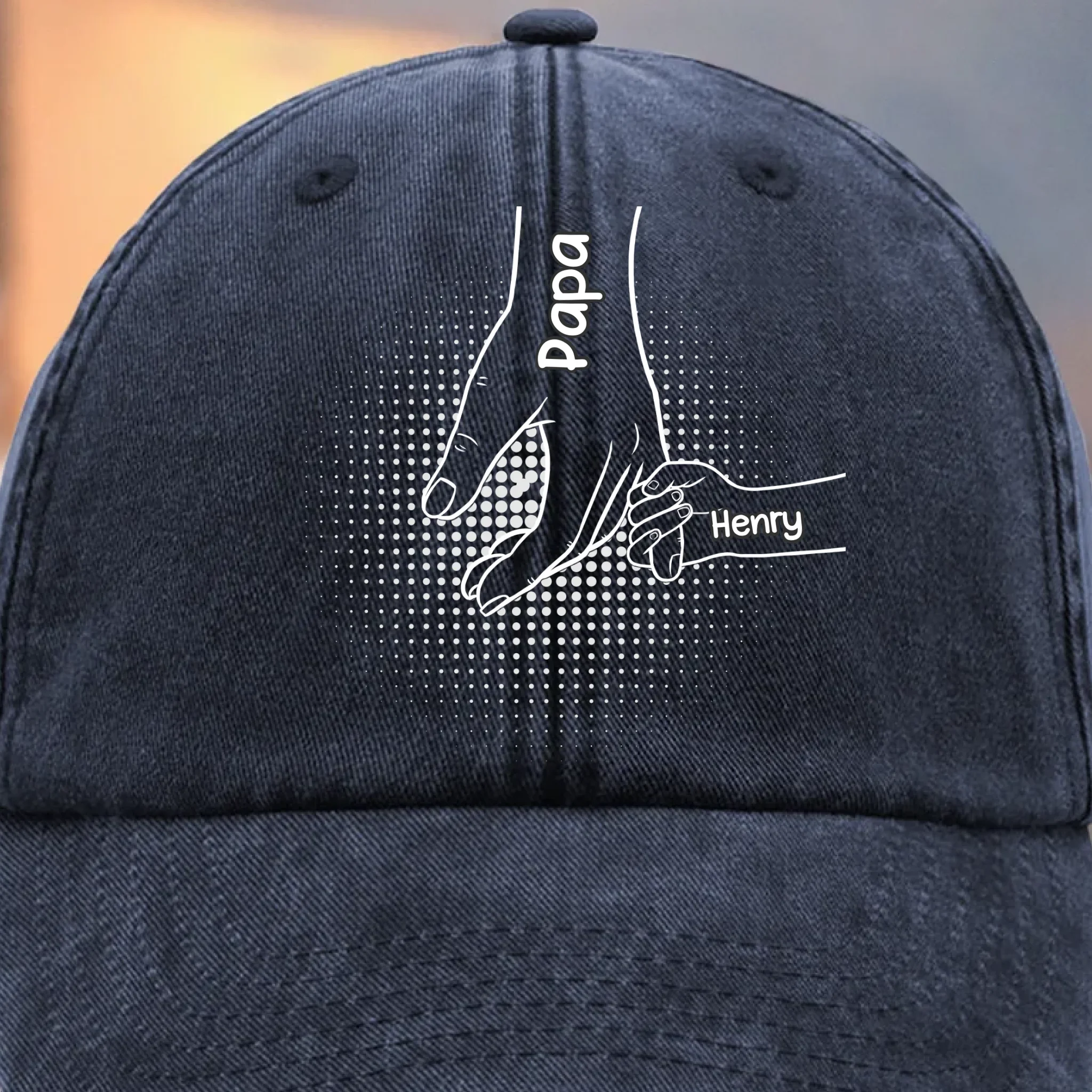 Custom Vintage Washed Denim Baseball Cap - Personalized Birthday Gifts For Dad, Grandpa - We Grow Safely Beside You - Robaser