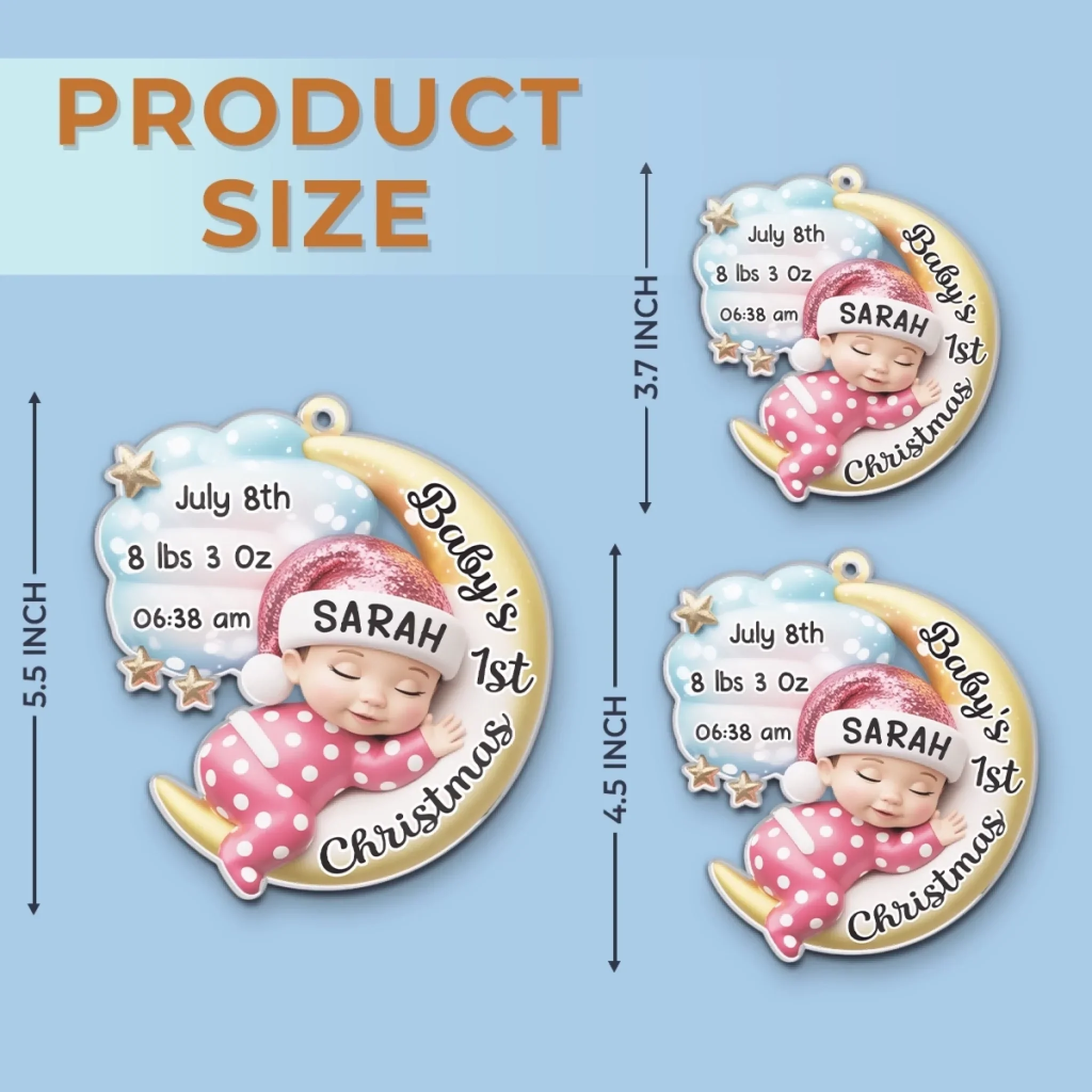 Custom Acrylic Ornament - Personalized Christmas Baby Shower, Gender Reveal Gifts For New Moms, New Dads, New Parents - Cherishing Your Very First Christmas - Robaser