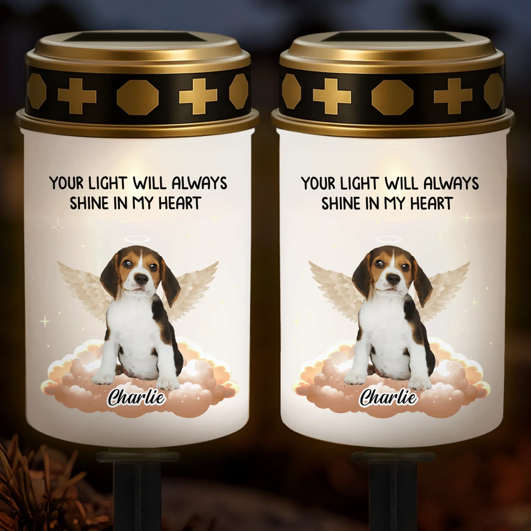 Custom Photo Solar Stake Lights - Personalized Pet Memorial Sympathy Gifts For Dogs, Cats - Your Light Still Warms My Soul - Robaser