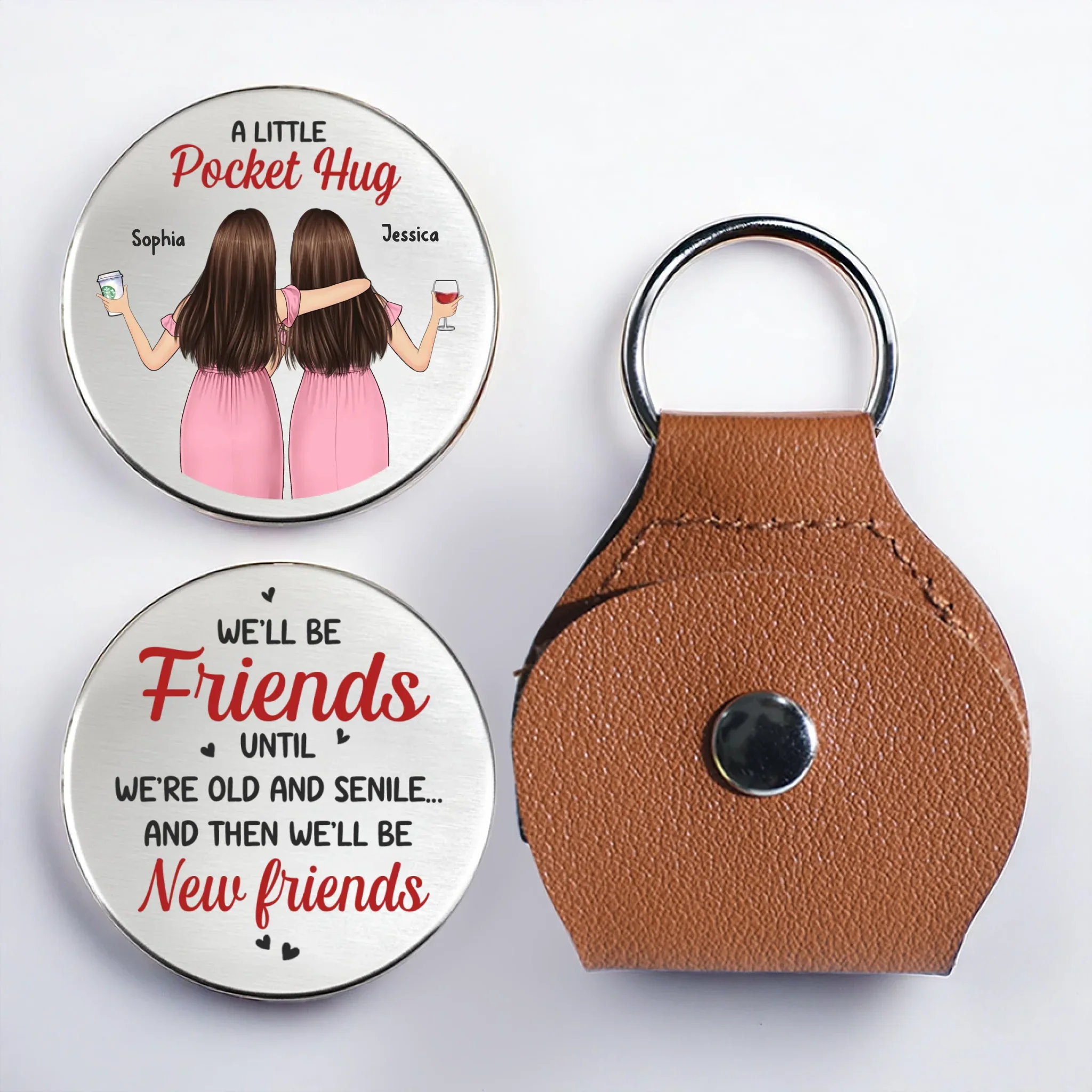 Custom Pocket Hug - Personalized Best Friend Birthday Gifts For Women, Besties, Sisters, BFF - Our Laughs Make Life Shine - Robaser