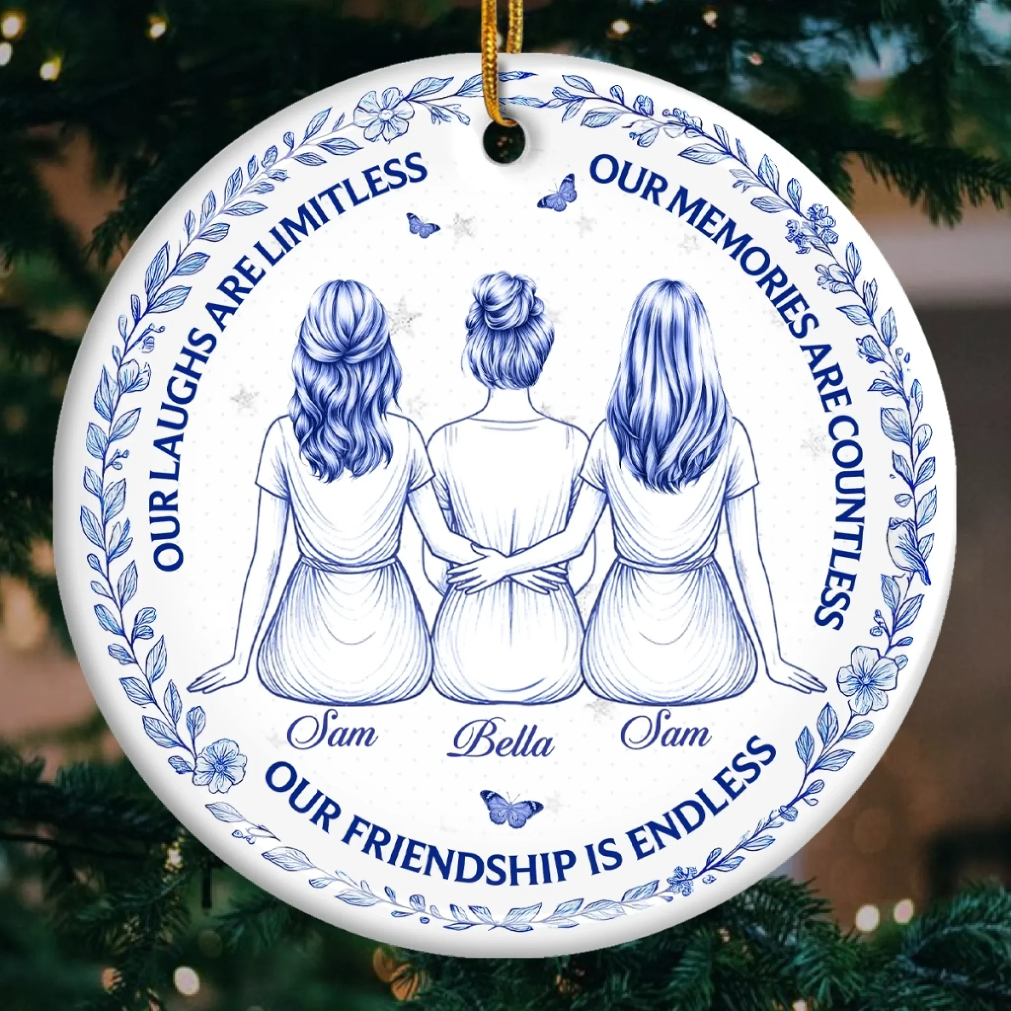 Custom Ceramic Ornament - Personalized Best Friend Christmas Birthday Gifts For Women, Besties, Sisters, BFF - Our Friendship Is Endless - Robaser