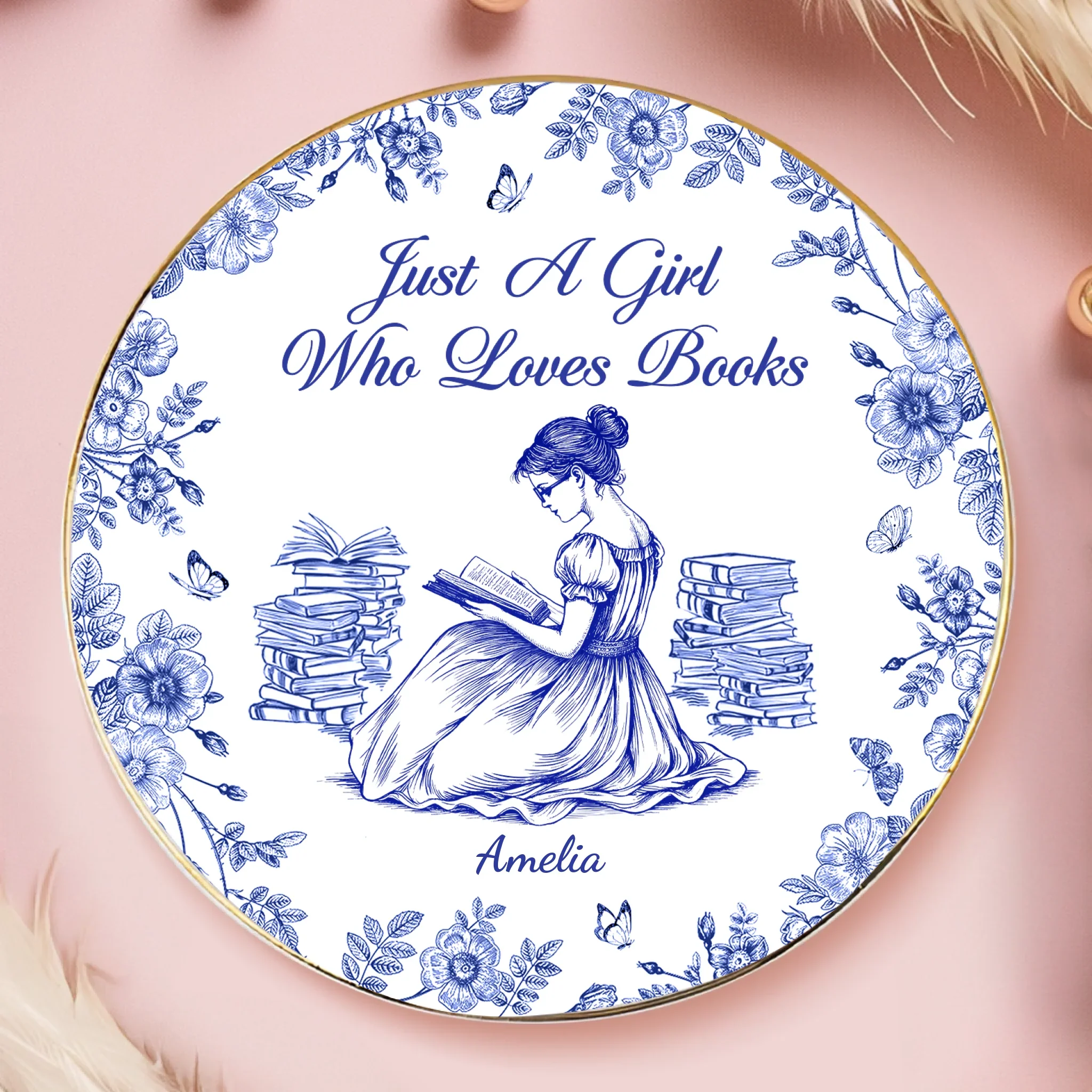 Custom Full-Print Round Jewelry Dish - Personalized Bookish Gifts For Book Lovers, Bookworms, Readers - Bookworm Vibes Only - Robaser