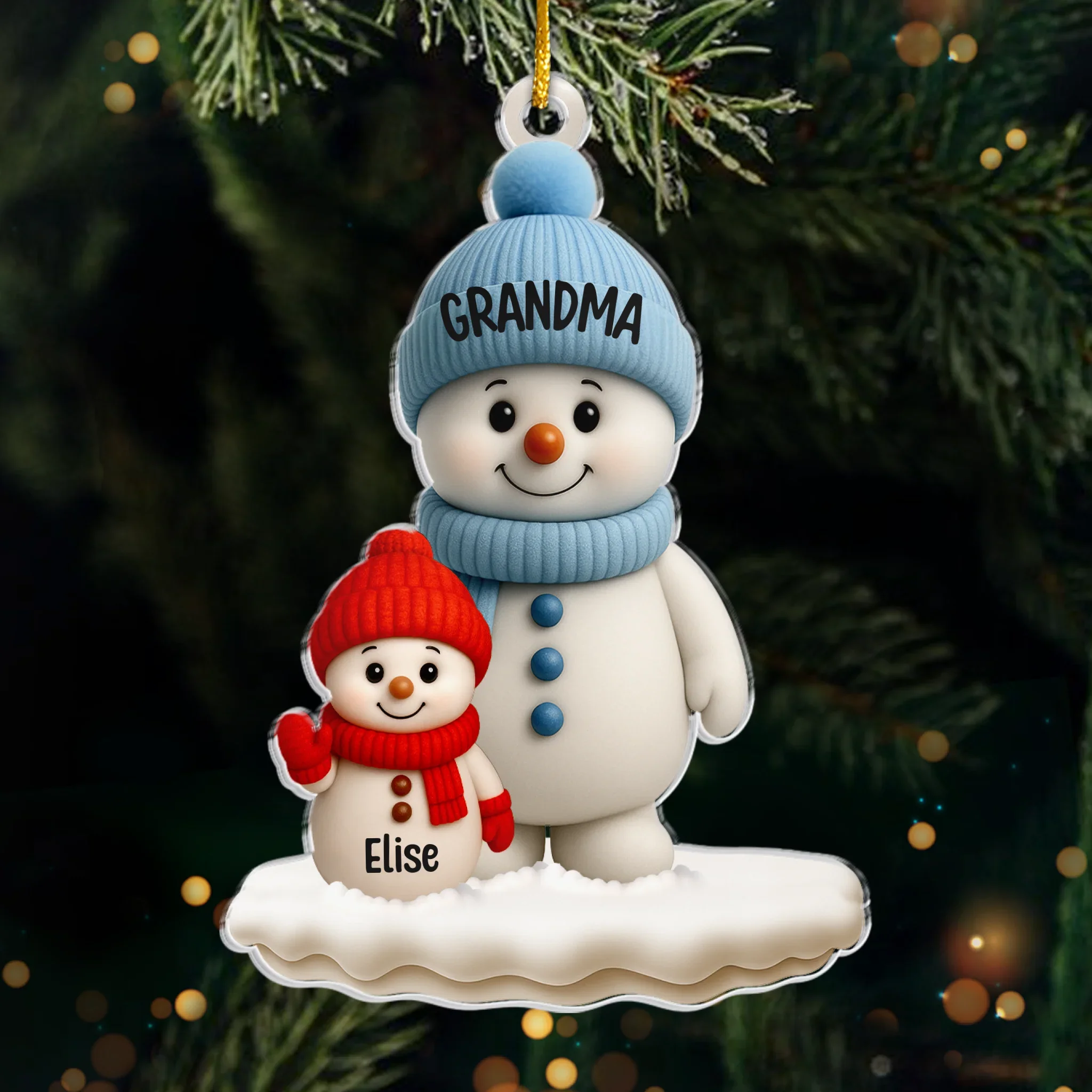 Custom Acrylic Ornament - Personalized Christmas Birthday Gifts For Mom, Grandma - Frosty Family Fun - Robaser