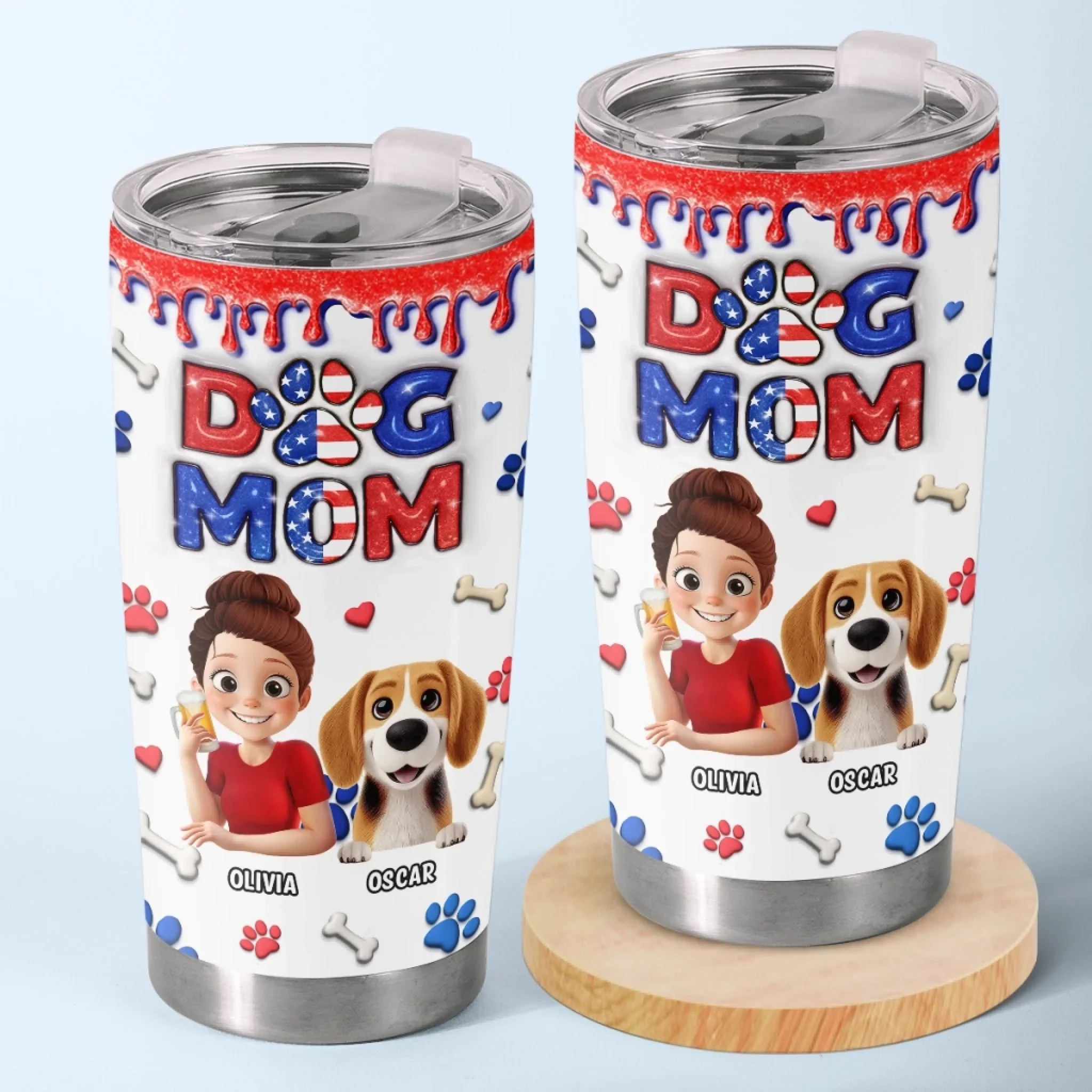 Custom 3D Inflated Effect Printed Tumbler - Personalized Birthday Gifts For Dog Lovers, Dog Dad And Mom - Fur Real Flavor - Robaser