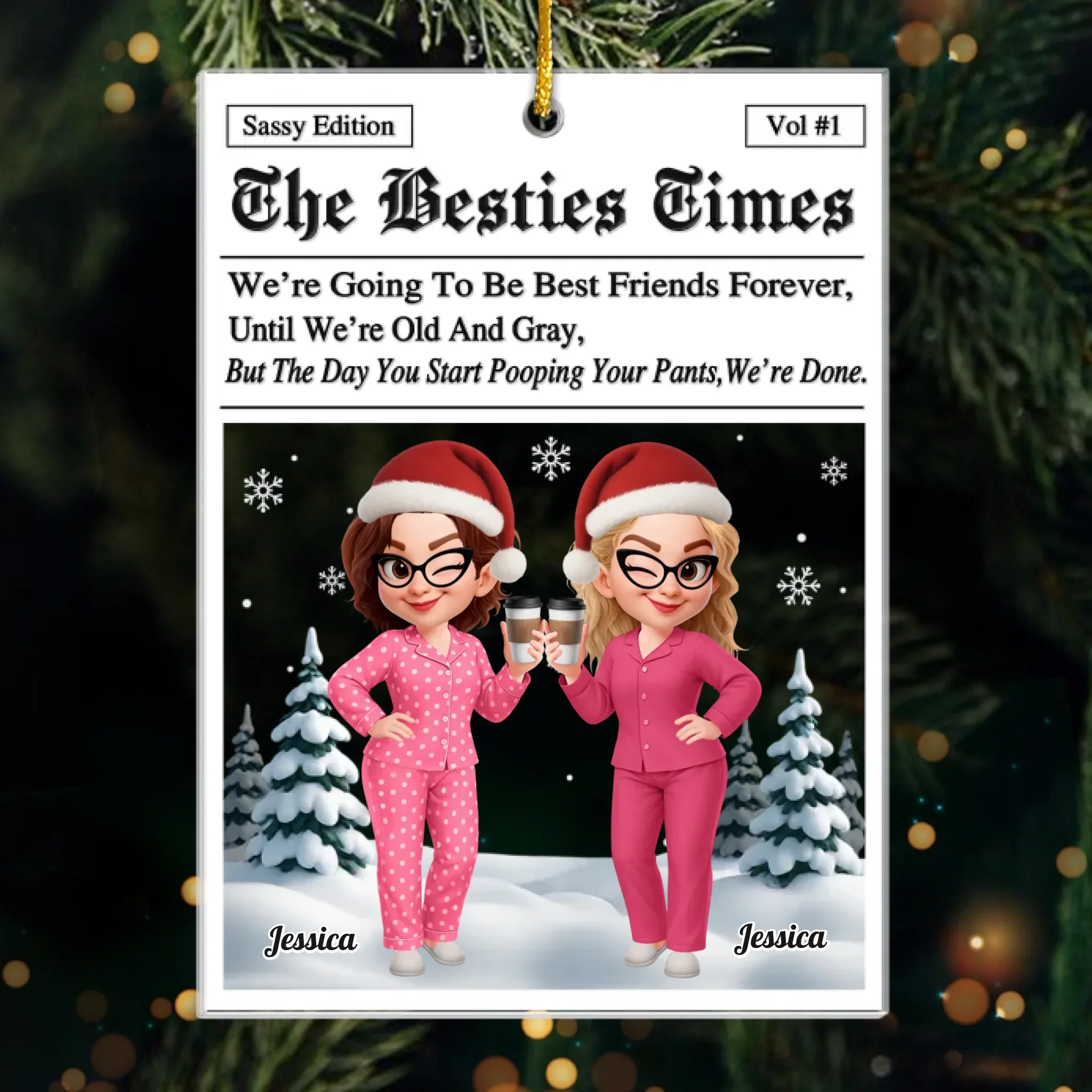 Custom Acrylic Ornament - Personalized Best Friend Christmas Birthday Gifts For Women, Besties, Sisters, BFF - Our Laughter Our Story - Robaser