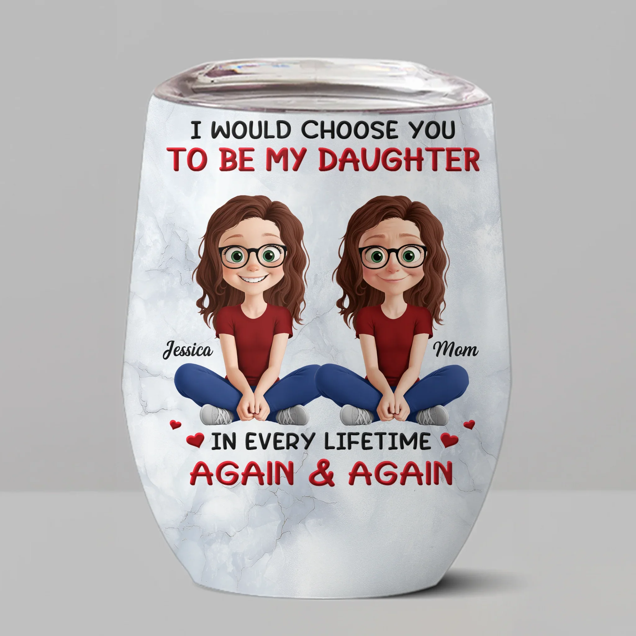 Custom Wine Tumbler - Personalized Birthday Gifts For Mom, Daughter - Love Passed From Mom To Girl - Robaser