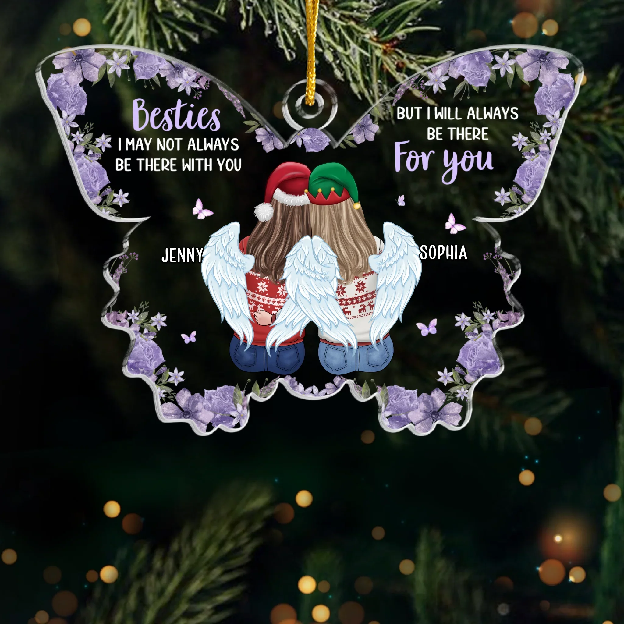Custom Acrylic Ornament - Personalized Best Friend Christmas Birthday Gifts For Women, Besties, Sisters, BFF - Besties Shine Bright This Christmas - Robaser