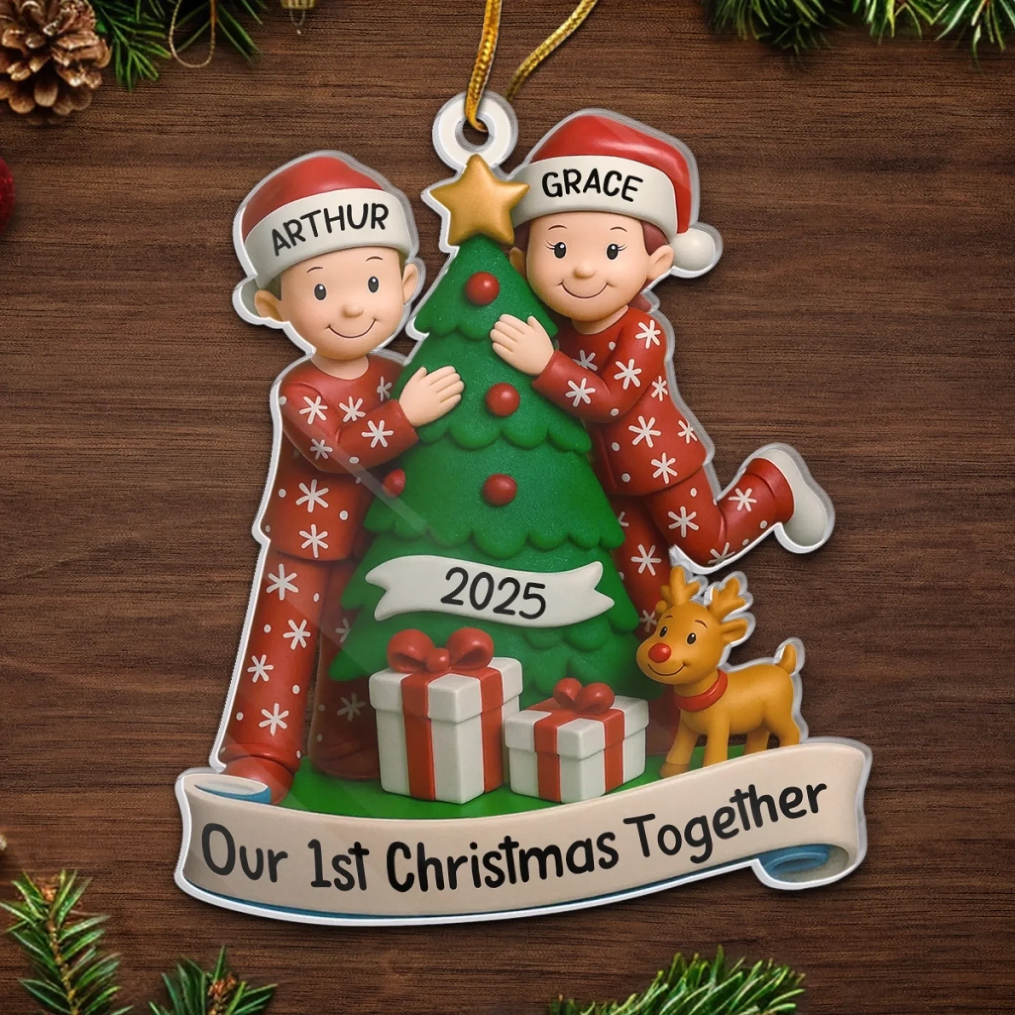 Custom Acrylic Ornament - Personalized Anniversary Christmas Wedding Gifts For Husband And Wife, Him And Her - The Best Present Is Being With You - Robaser