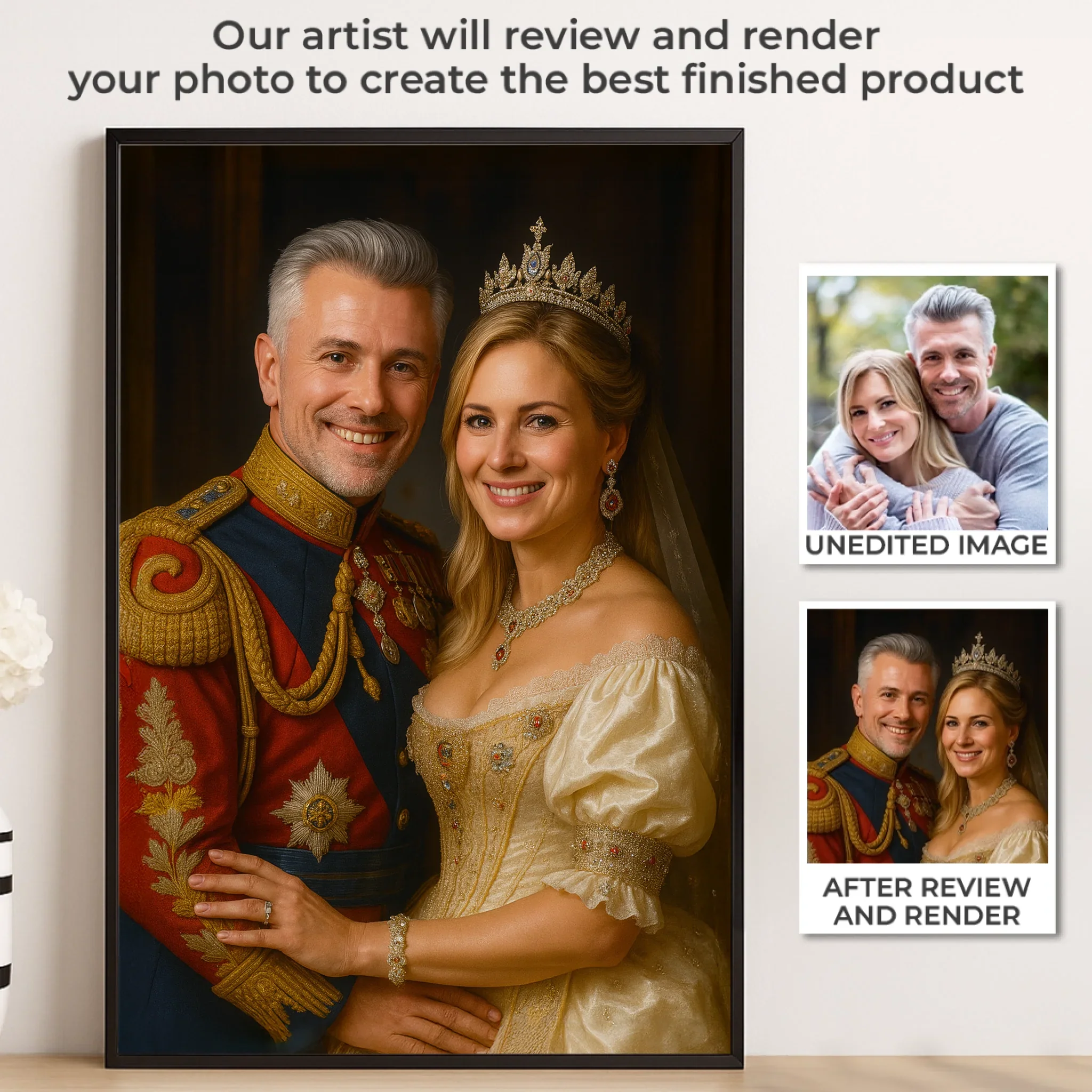 Custom Photo Vertical Poster - Personalized Anniversary Wedding Gifts For Husband And Wife, Him And Her - Together, We Wear The Crown - Robaser