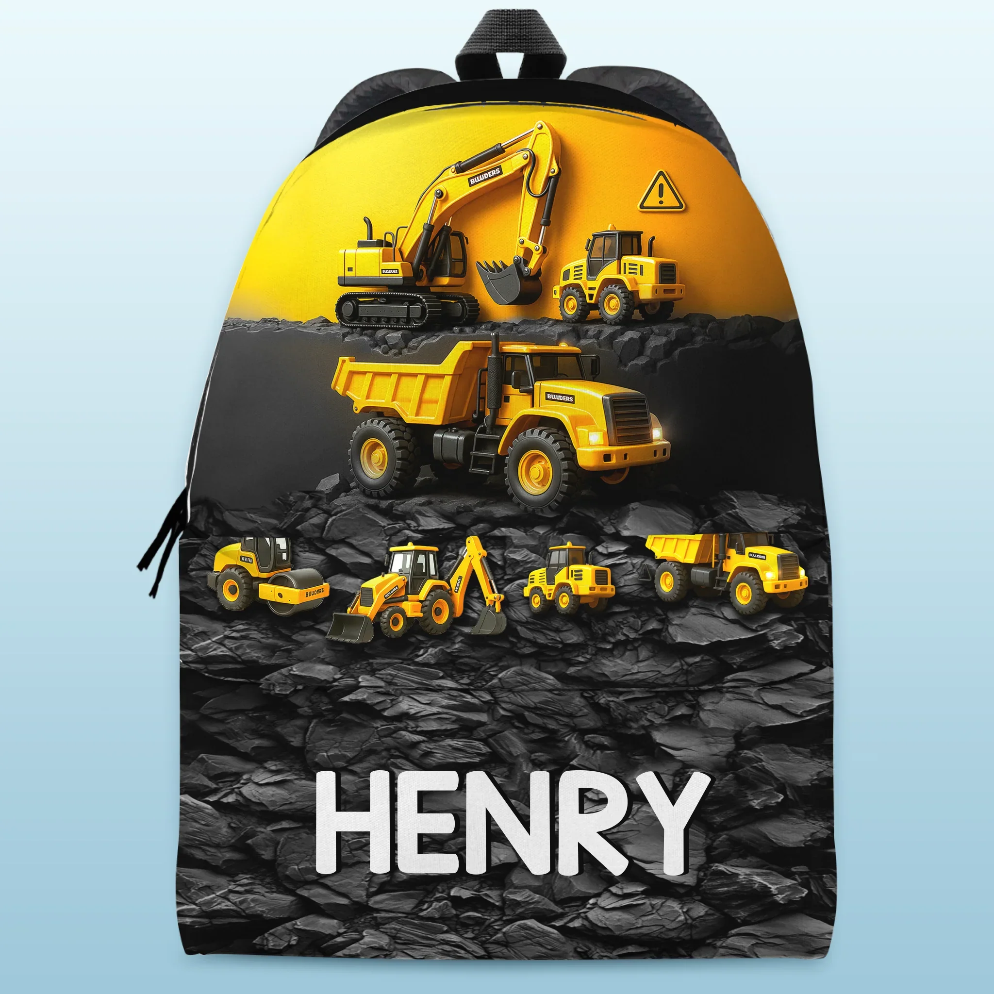 Custom Kids Backpack - Personalized Back To School Gifts For Kids - Mighty Machines On The Move - Robaser