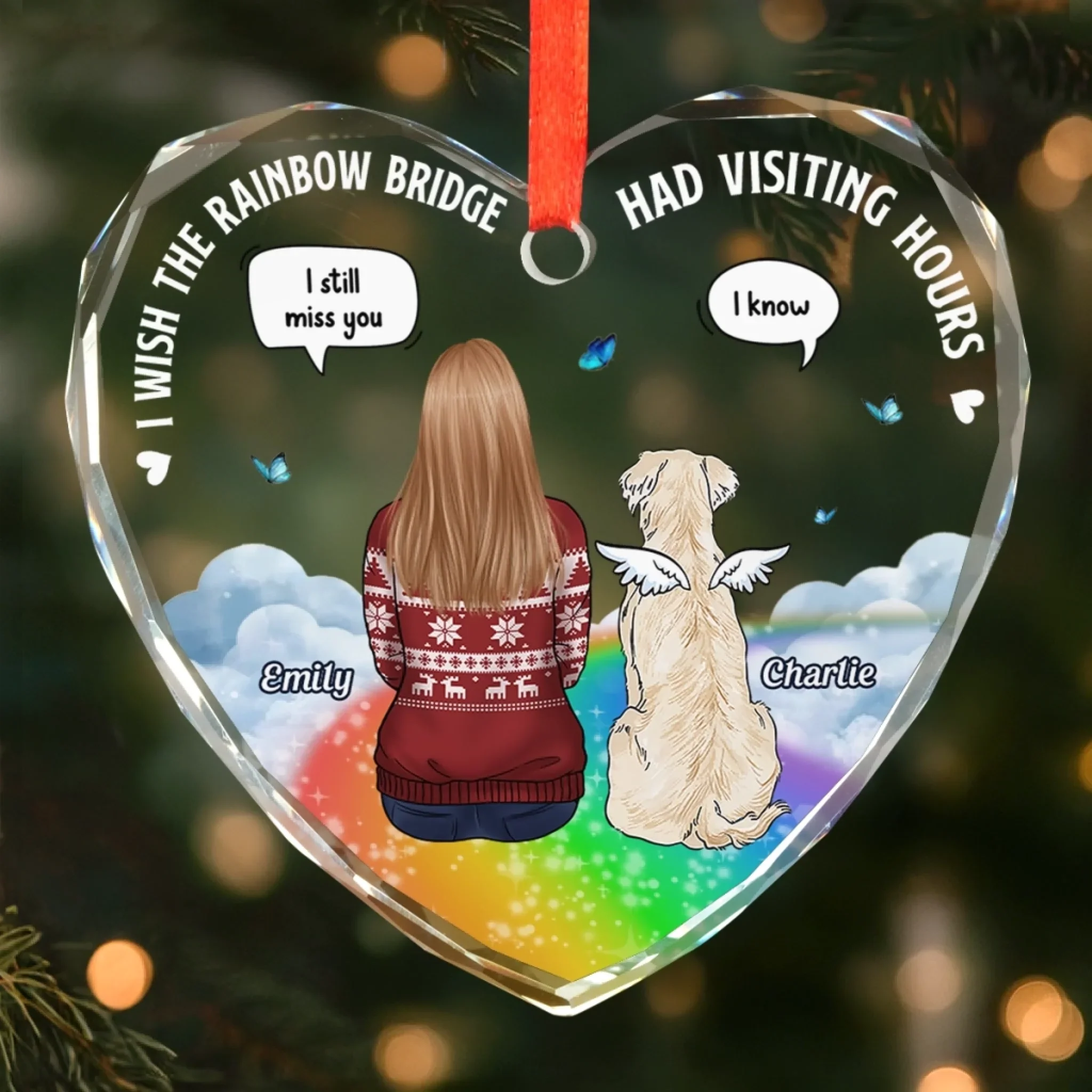 Custom Heart Glass Ornament -  Personalized Pet Christmas Memorial Sympathy Gifts For Dogs, Cats - In Loving Memory Of You - Robaser