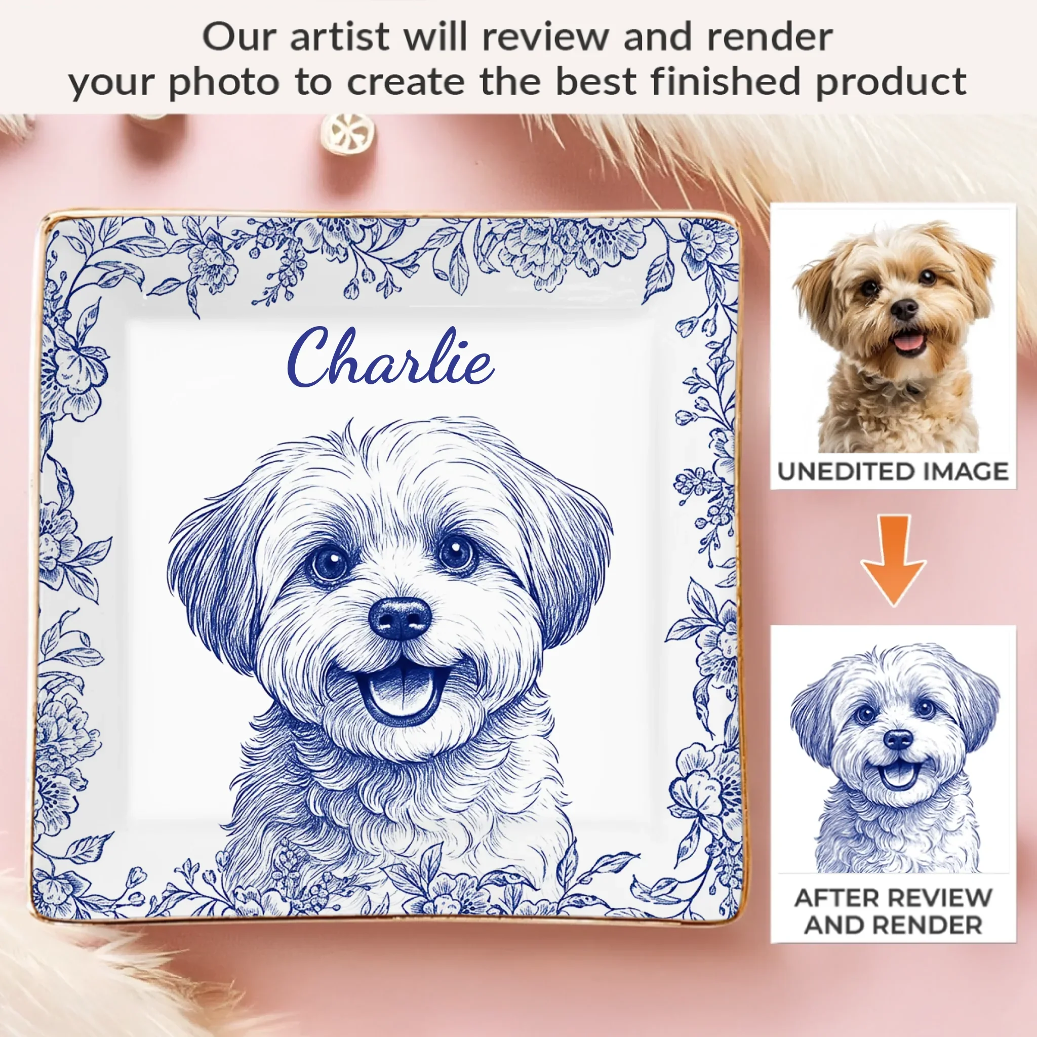Custom Photo Full-Print Jewelry Dish - Personalized  Christmas Birthday Gifts For Dog Cat Lovers, Dog Dad And Mom, Cat Owners - Forever My Little Muse - Robaser