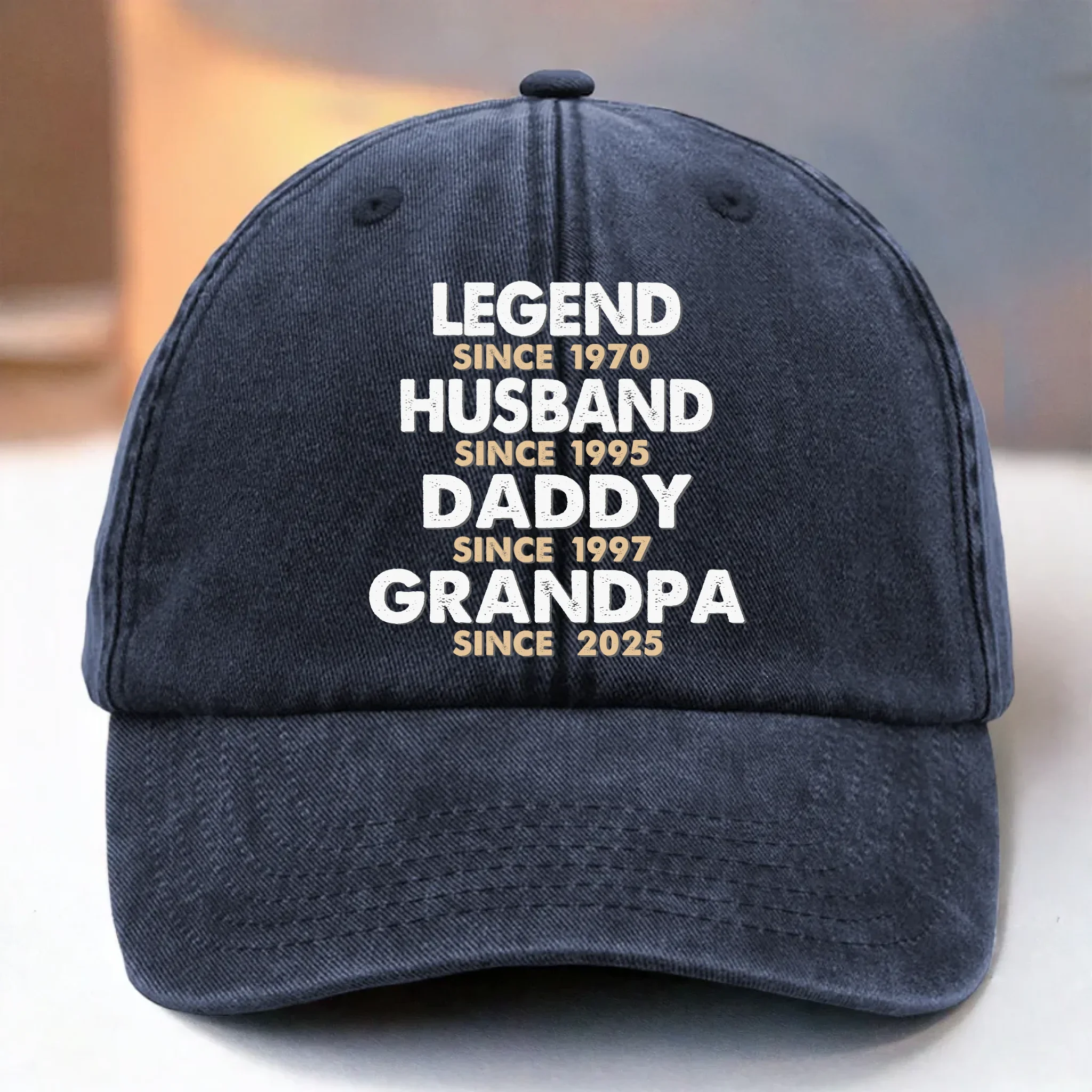 Built To Be A Legend - Family Personalized Custom Vintage Washed Denim Baseball Cap - Father's Day, Gift For Dad, Grandpa - Robaser