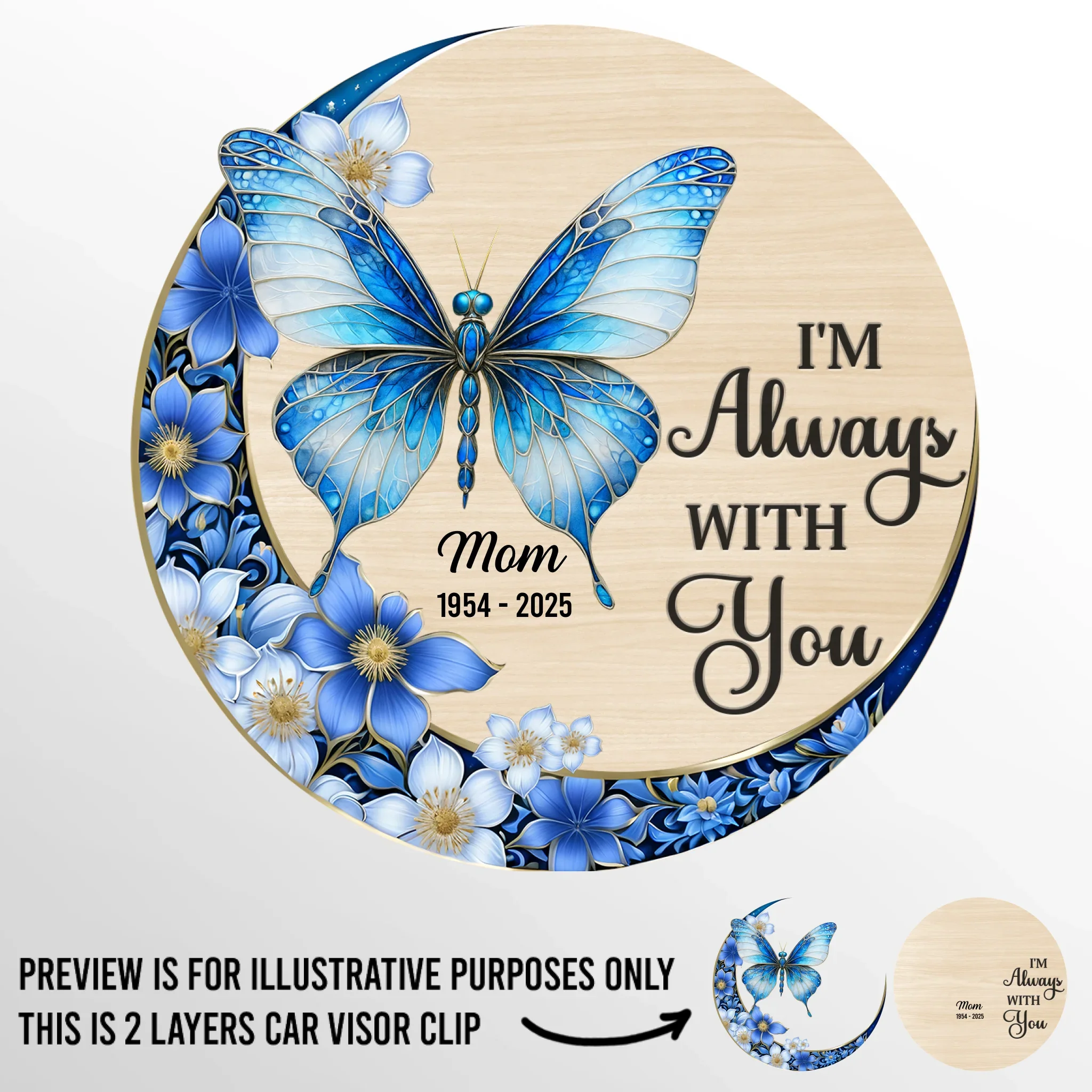 Custom Car Visor Clip - Personalized Memorial Sympathy Gifts For Loss Of Mom, Dad - I'm Always With You - Robaser