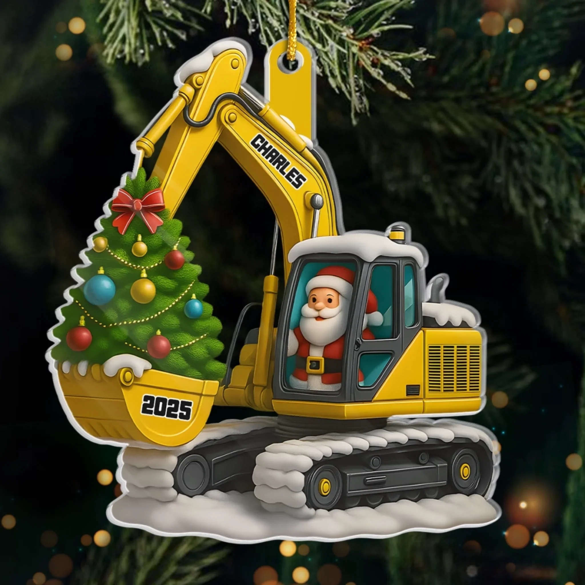 Custom Acrylic Ornament - Personalized Christmas Birthday Gifts For Kids - Santa  s Under Construction - Robaser