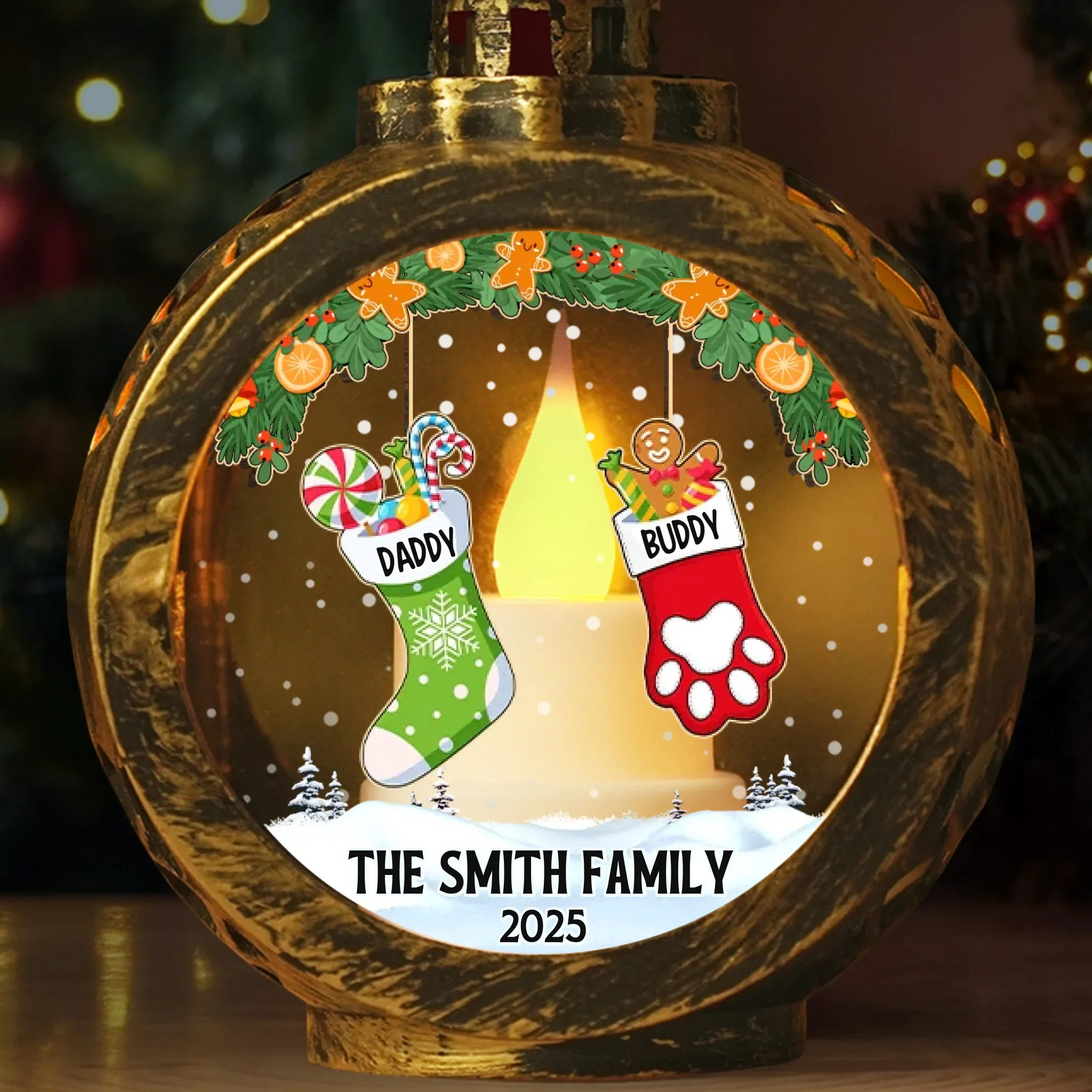 Custom Candlelight Lantern Ornament -  Personalized Christmas Birthday Gifts For Mom, Dad, Brother, Sister, Kids - Love And Joy Fill Christmas New Arrival - Robaser