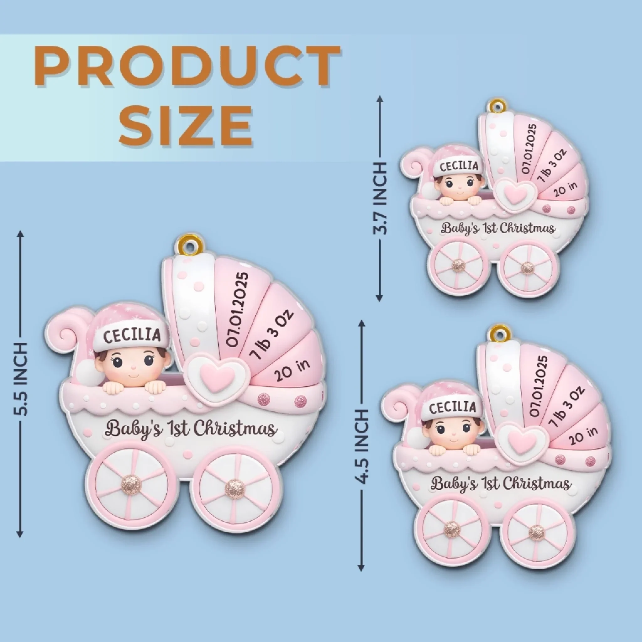 Custom Acrylic Ornament - Personalized Christmas Baby Shower, Gender Reveal Gifts For New Moms, New Dads, New Parents - Baby  s First Christmas Joyride - Robaser