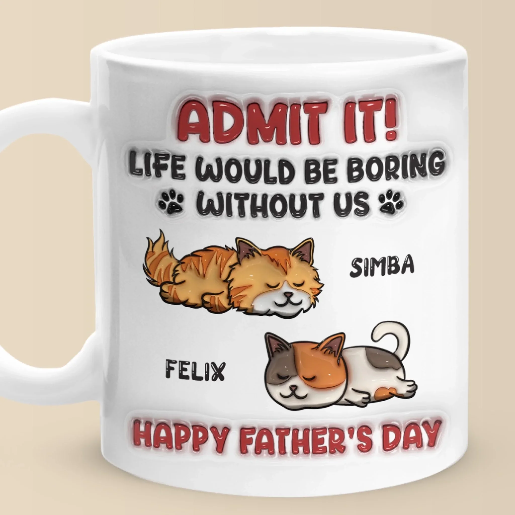 Forever Grateful To Call You Mine - Cat Personalized Custom 3D Inflated Effect Printed Mug - Father's Day,  Gift For Dad, Pet Owners, Pet Lovers - Robaser