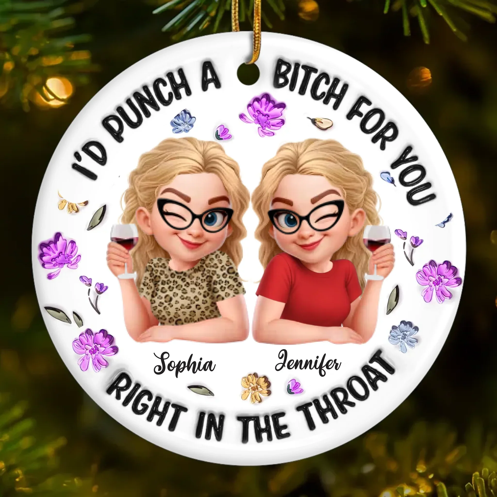 Custom Ceramic Ornament - Personalized Best Friend Birthday Gifts For Women, Besties, Sisters, BFF - Partners In Shine - Robaser