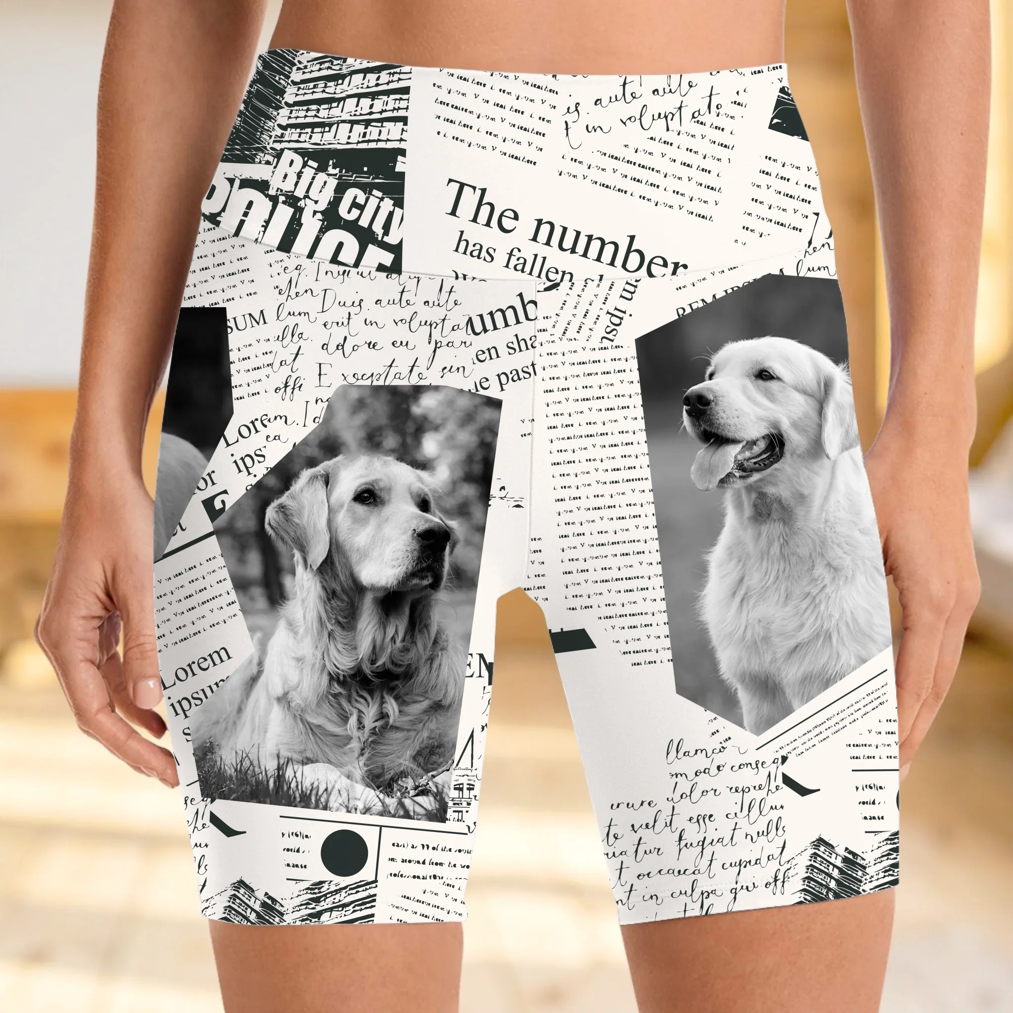 Custom Photo Fetch Vibes Only - Dog & Cat Personalized Custom Biker Leggings - Gifts For Pet Owners, Pet Lovers - Robaser