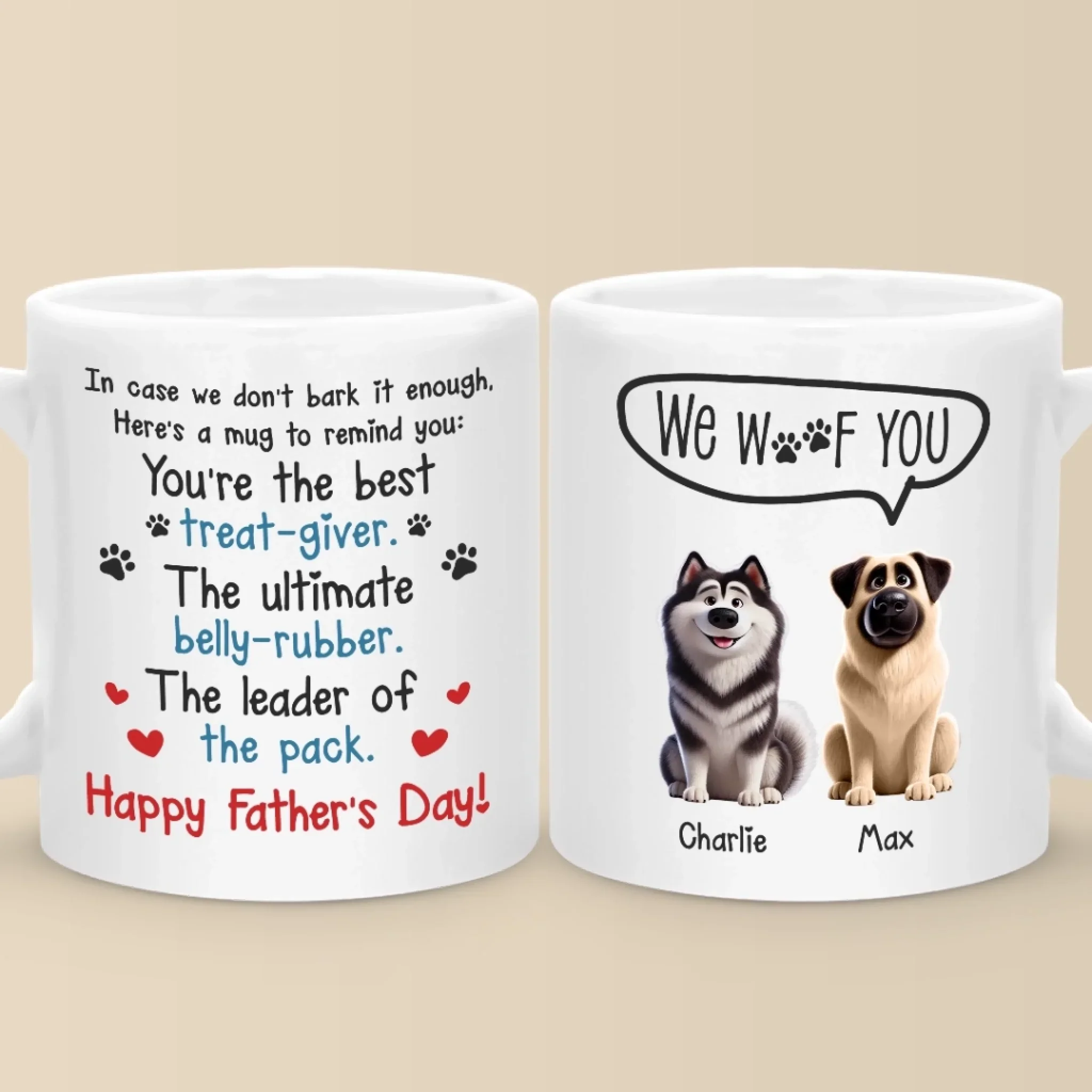 Happiness Has Four Paws - Dog Personalized Custom Mug - Father's Day, Gift For Pet Owners, Pet Lovers - Robaser