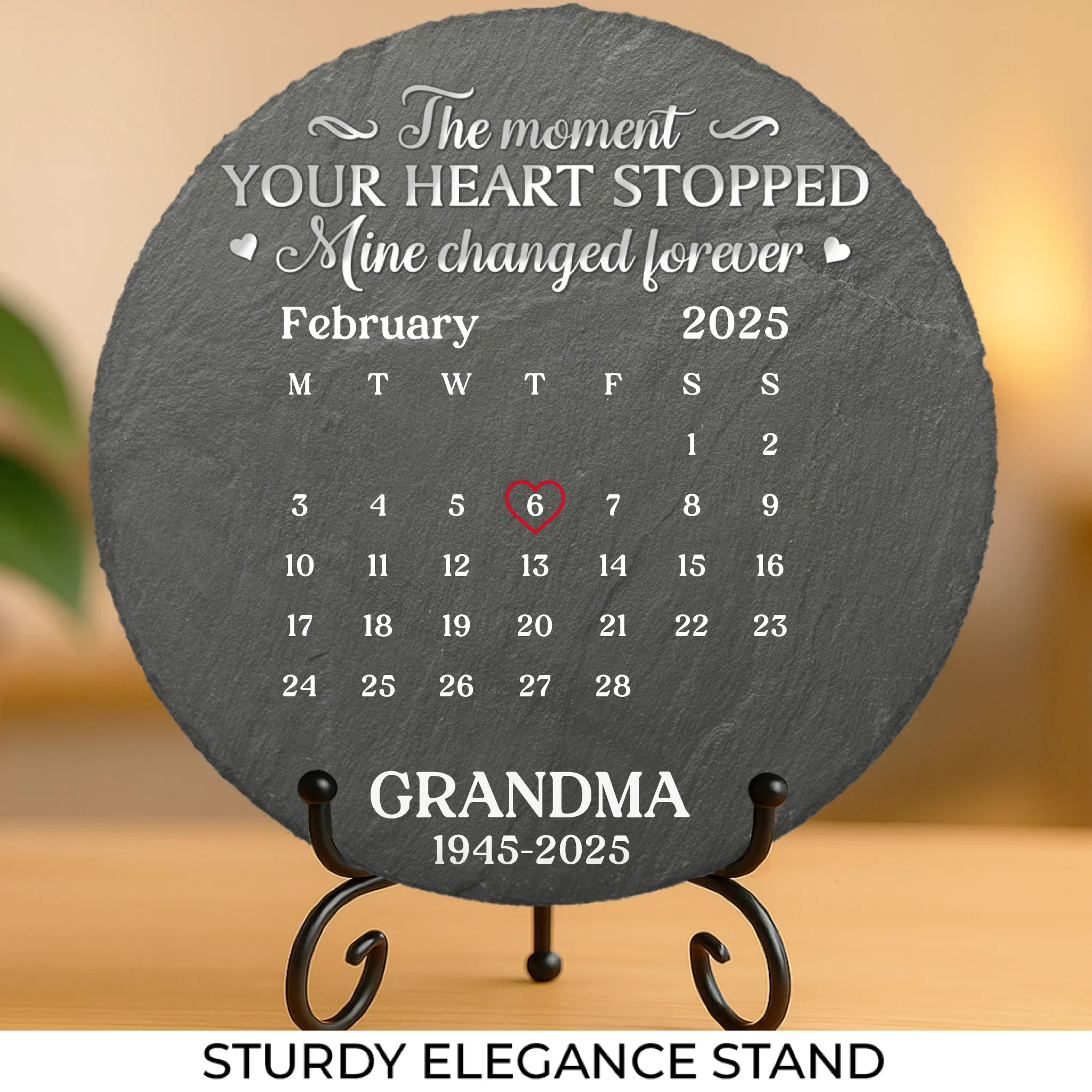 Custom Round Shaped Stone With Stand - Personalized Memorial Sympathy Gifts For Loss Of Mom, Dad - Gone Yet Always Near - Robaser