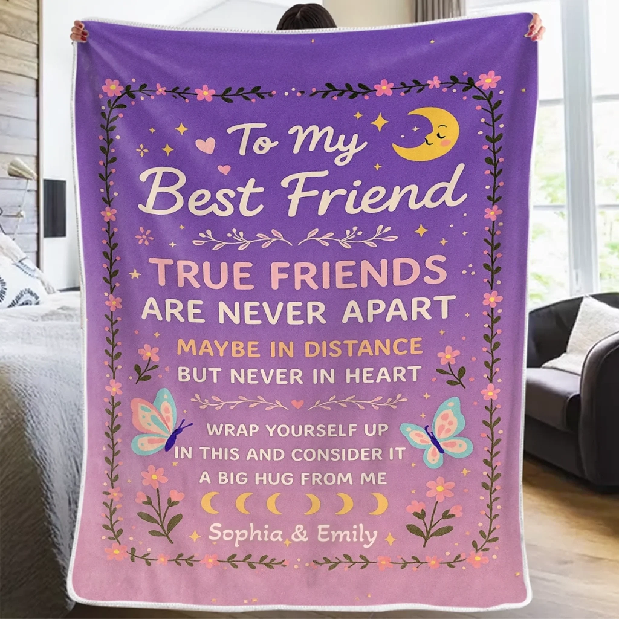 Custom Blanket - Personalized Best Friend Birthday Gifts For Women - Wrap Yourself In My Hug - Robaser