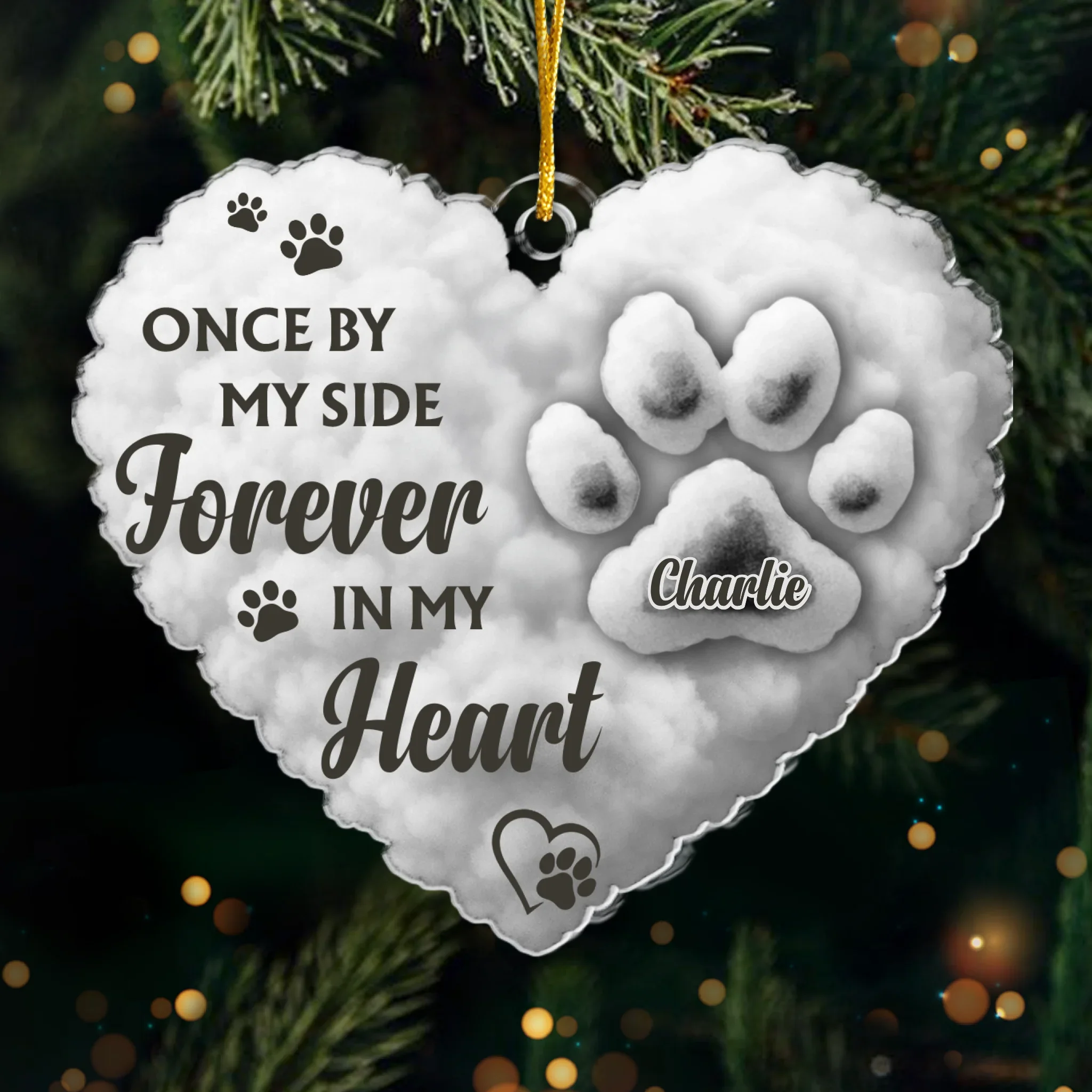 Custom Acrylic Ornament - Personalized Pet Christmas Memorial Sympathy Gifts For Dogs, Cats - Paws Forever Remembered - Robaser