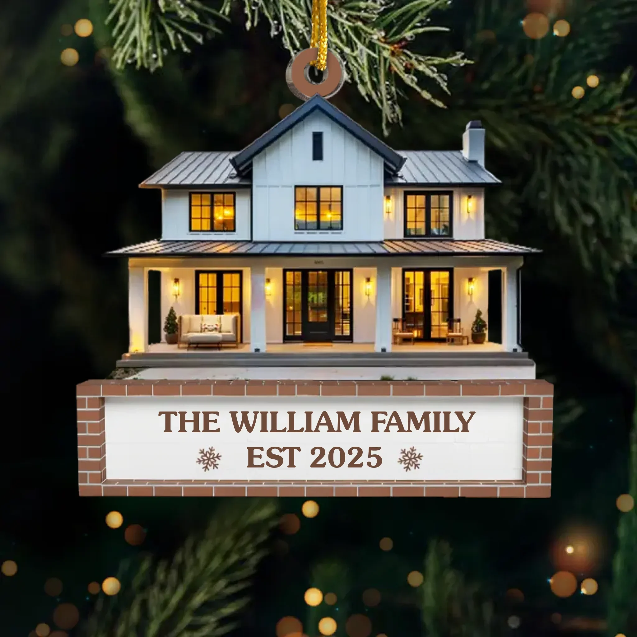 Custom Photo First Christmas In New Home Ceramic Ornament - Personalized Anniversary Christmas Wedding Gifts For Husband And Wife, Him And Her, New Homeowners, Couples, Friends - First Cozy Christmas - Robaser