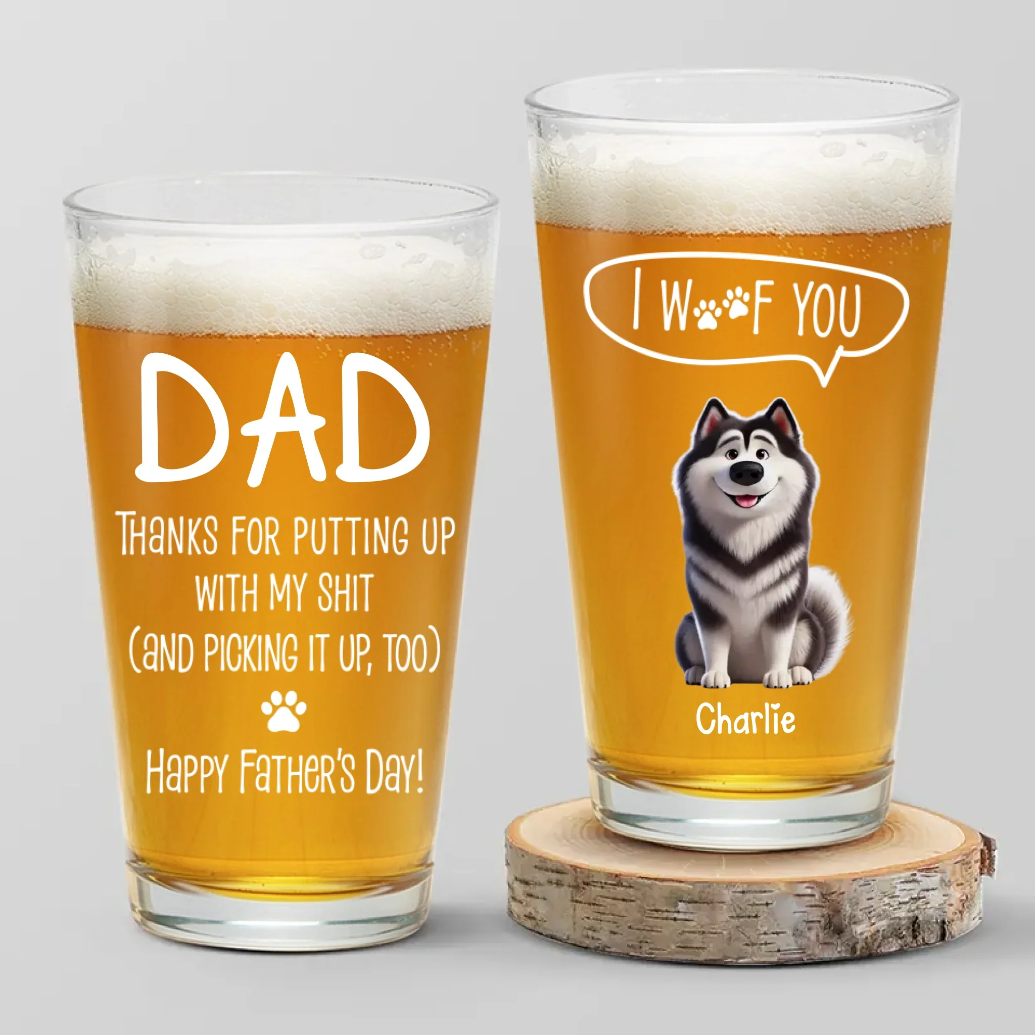 Happy Father's Day To My Snack Provider - Dog Personalized Custom Beer Glass - Father's Day, Gift For Pet Owners, Pet Lovers - Robaser