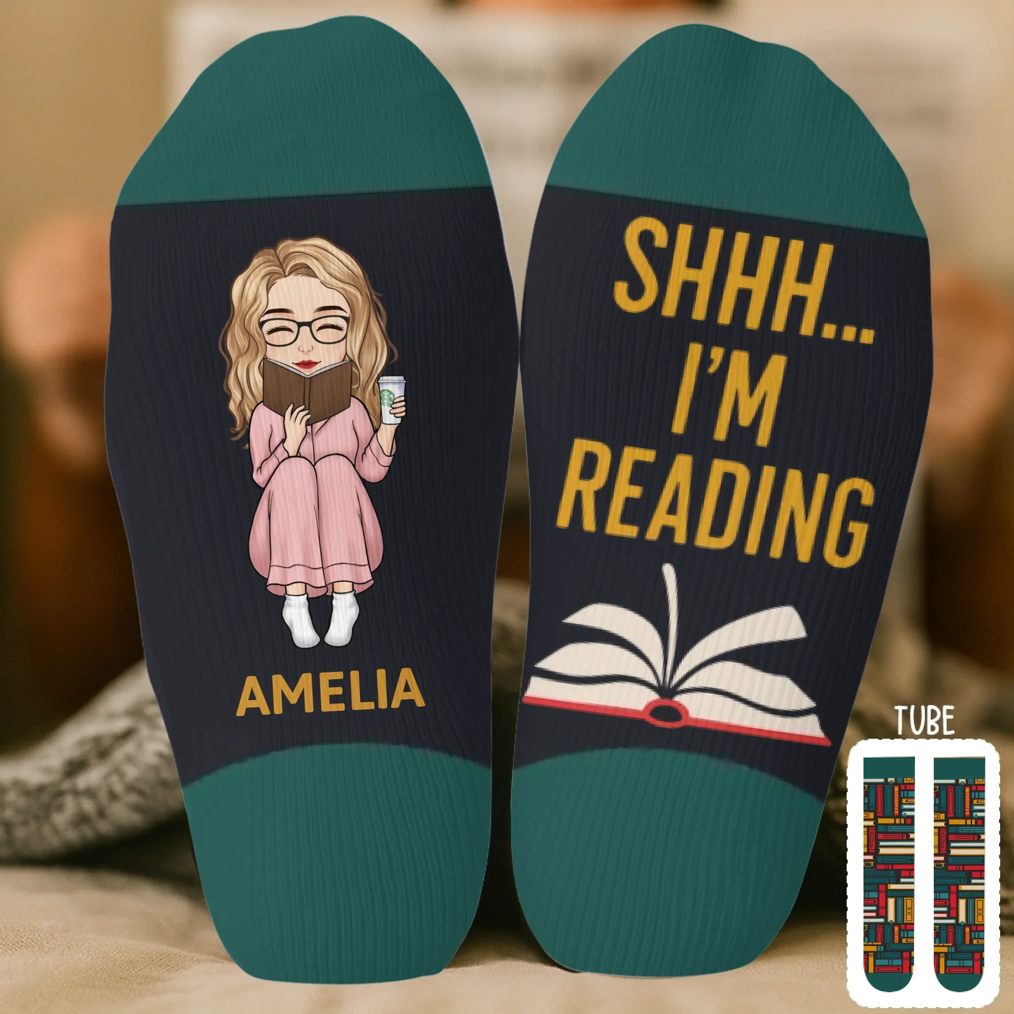 Custom Crew Socks - Personalized Bookish Gifts For Book Lovers, Bookworms, Readers - Keeping Up With My Reading Game - Robaser