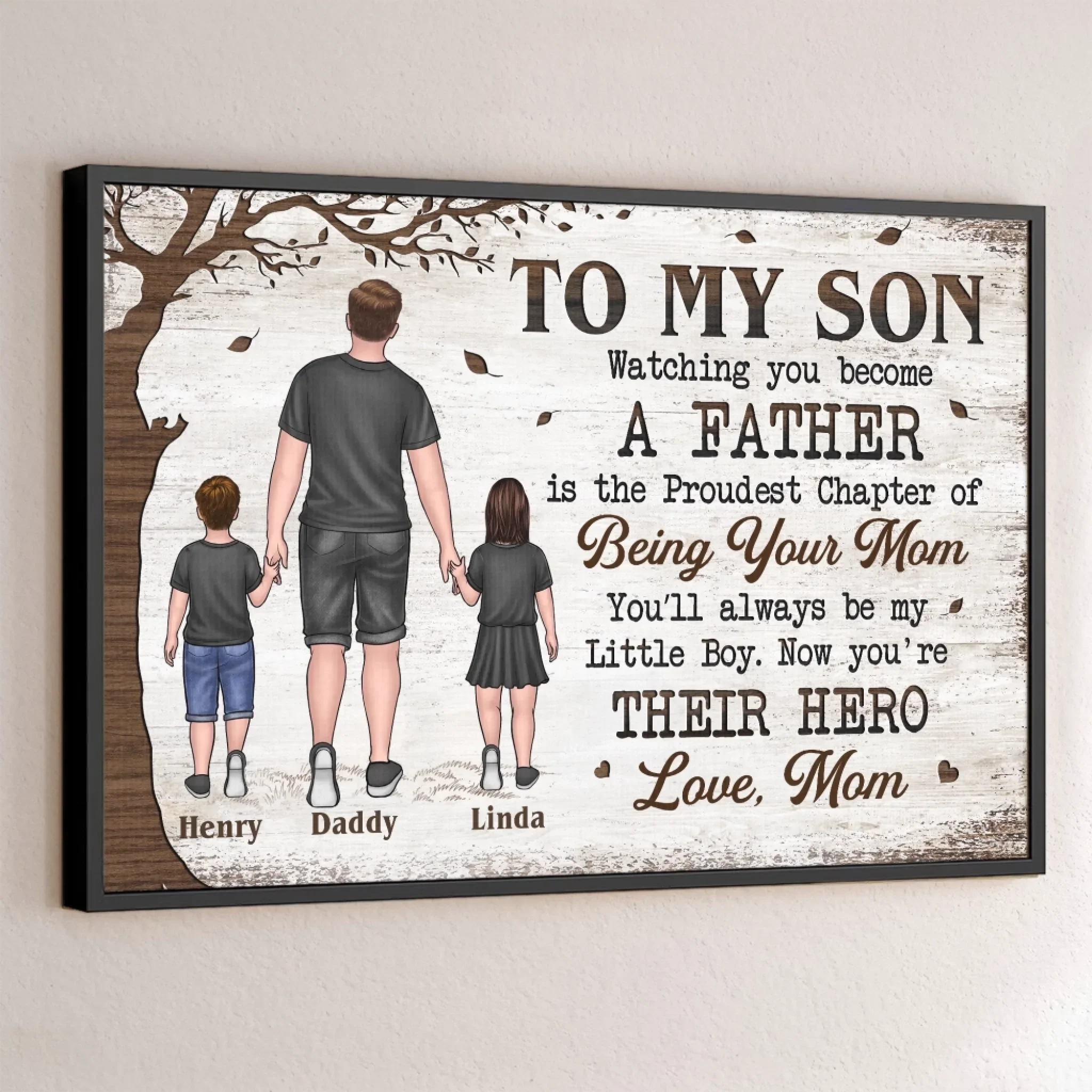 Now You Are Their Hero - Family Personalized Custom Horizontal Poster - Father's Day, Gift For Son - Robaser