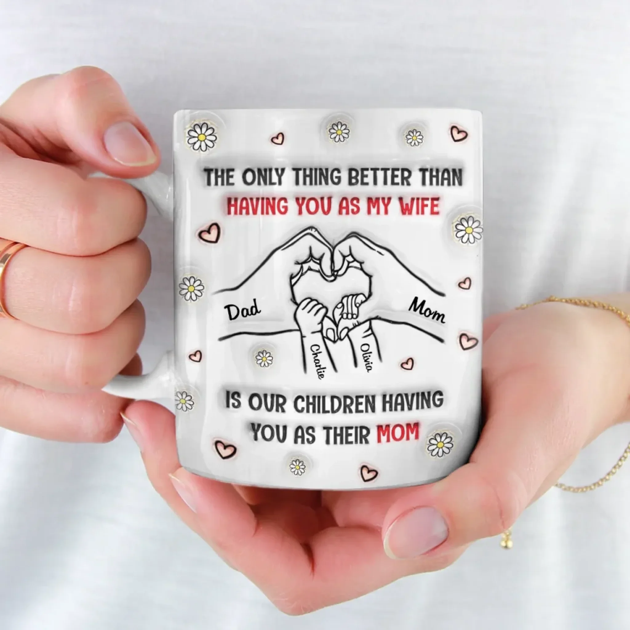 You  re Not Just My Wife, You  re Their Hero - Family Personalized Custom 3D Inflated Effect Printed Mug - Mother's Day, Gift For Wife, Anniversary - Robaser