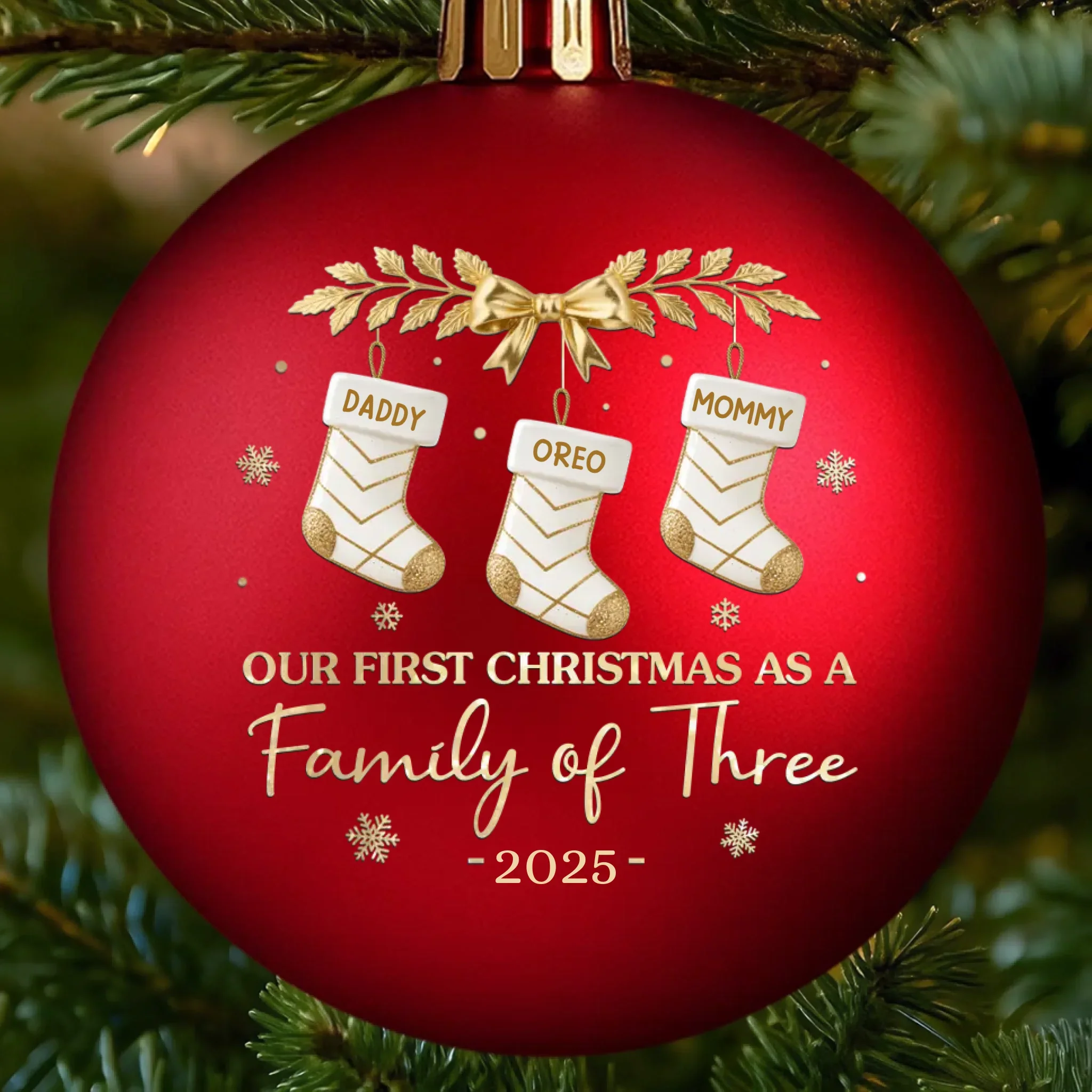 Custom First Christmas Colored Ball Ornament - Personalized Christmas Birthday Gifts For Mom, Dad, Brother, Sister, Kids - A December To Remember - Robaser