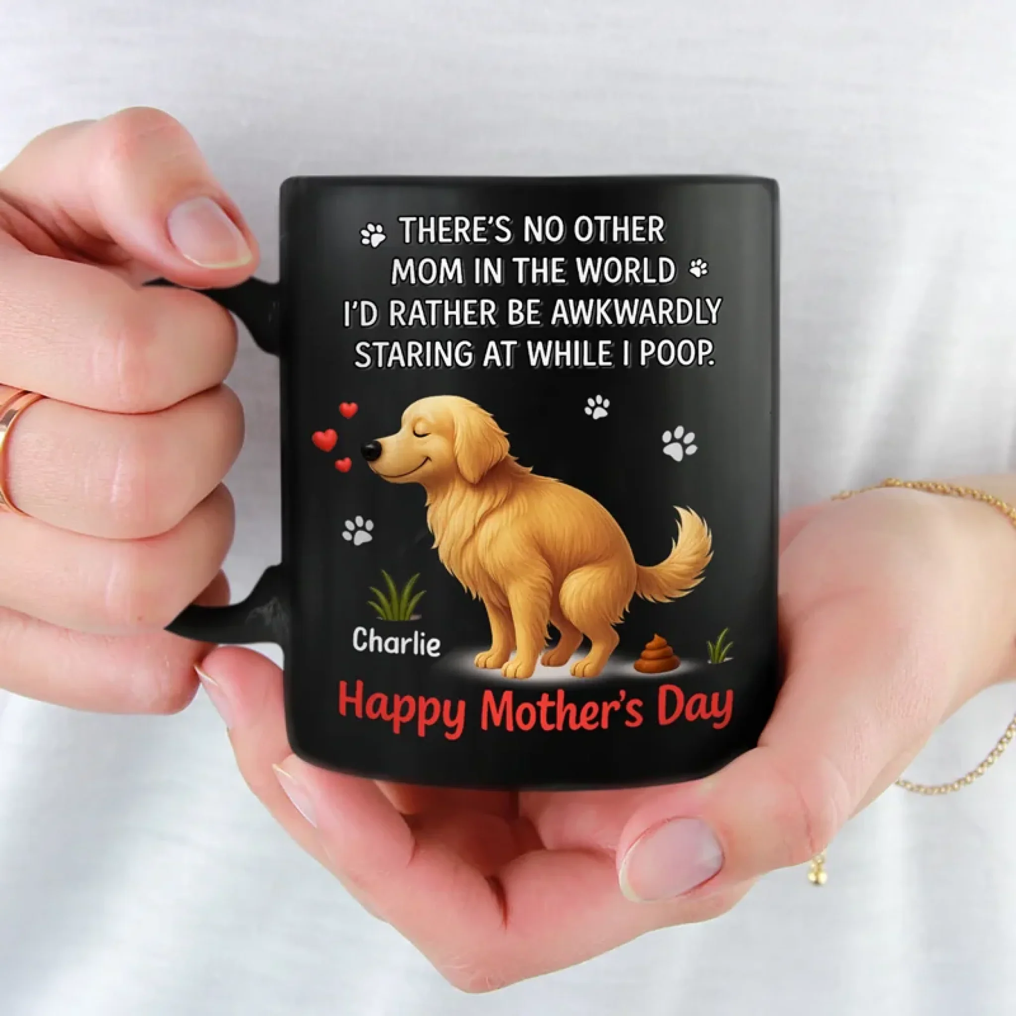 Mom's Love Knows No Stink - Dog Personalized Custom Black Mug - Mother's Day, Gift For Pet Owners, Pet Lovers - Robaser