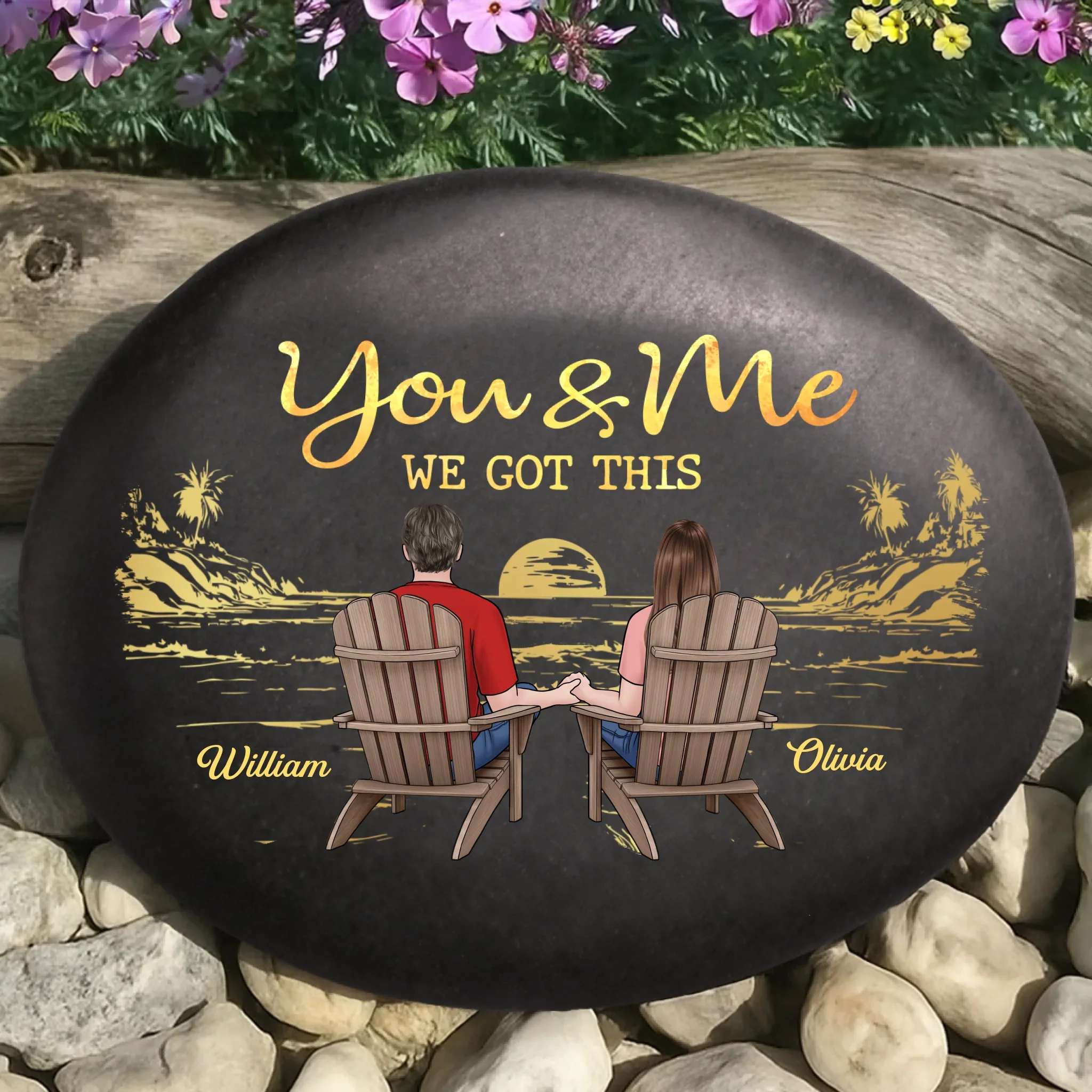 Custom Printed Rock - Personalized Anniversary Wedding Gifts For Husband And Wife, Him And Her - Through It All, We Got This - Robaser
