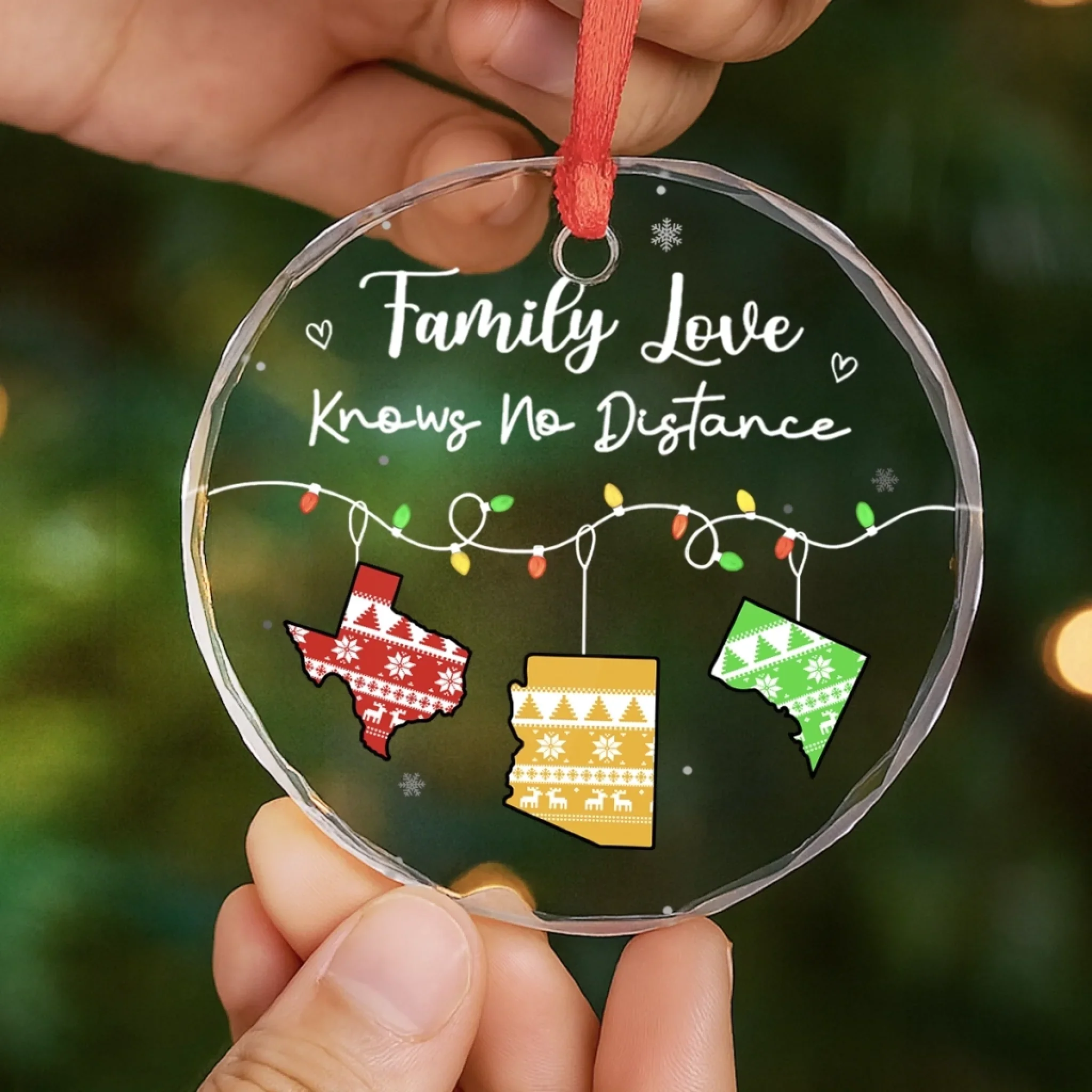 Custom Long Distance Circle Glass Ornament - Personalized Christmas Best Friend Birthday Gifts For Women, Besties, Sisters, BFF, Family - Wish We Were Closer Always - Robaser