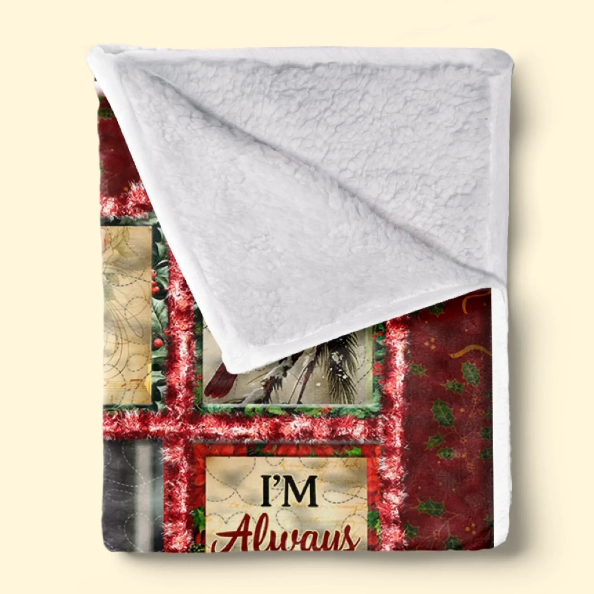 Custom Photo Cardinal Blanket - Personalized Christmas Memorial Sympathy Gifts For Loss Of Mom, Dad - Always Remembered Never Forgotten - Robaser