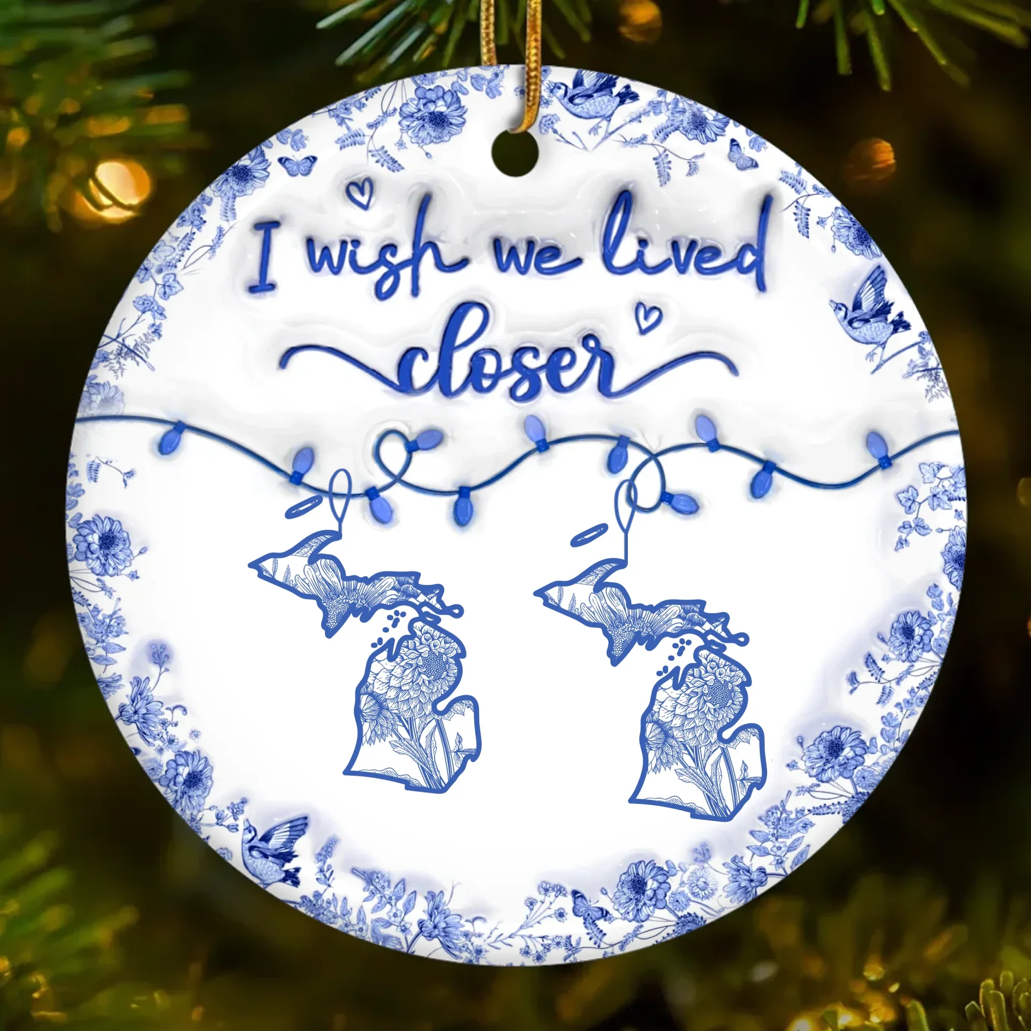 Custom Long Distance Ceramic Ornament - Personalized Christmas Birthday Gifts For Mom, Dad, Brother, Sister, Kids - Miles Apart But Always Close At Heart - Robaser