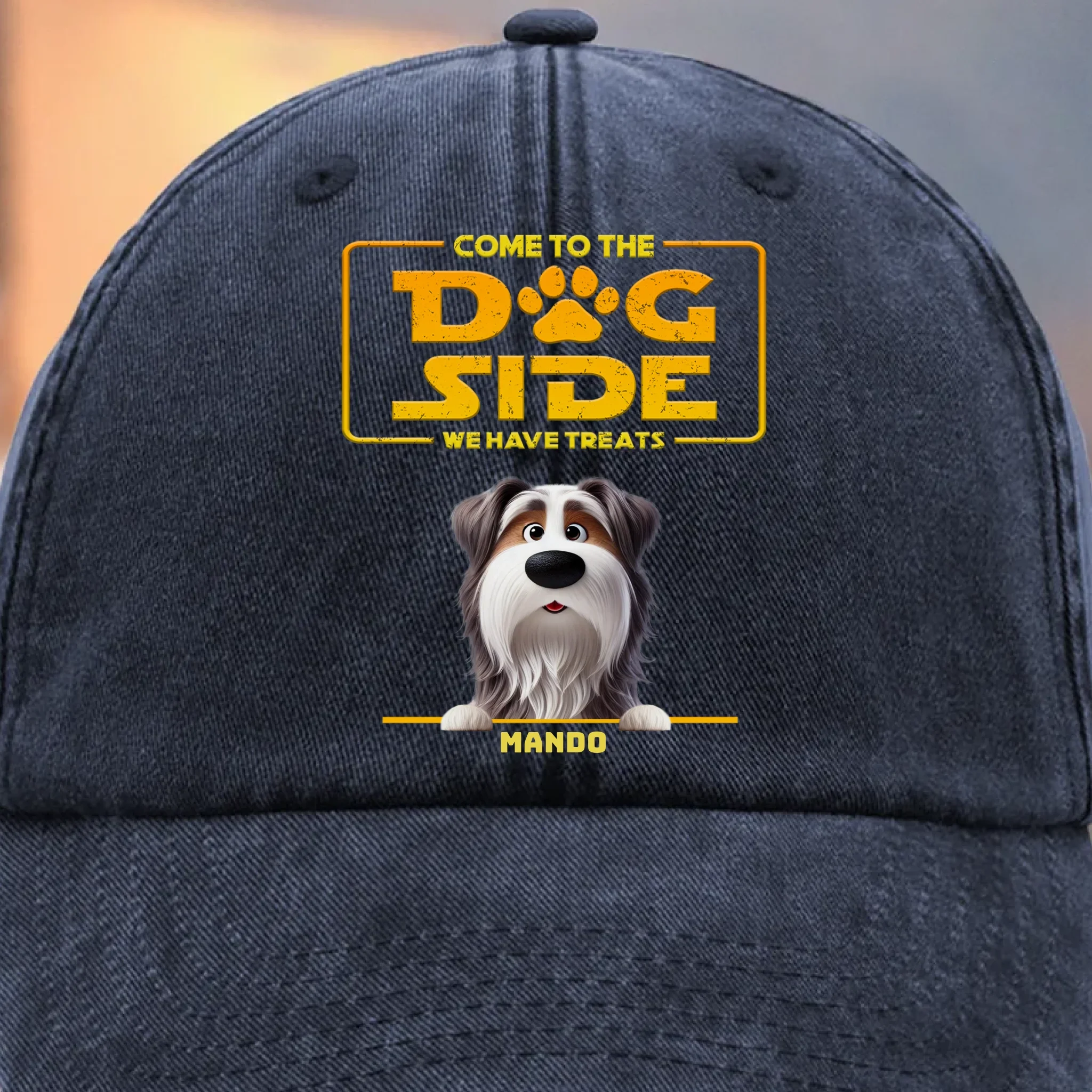 Custom Vintage Washed Denim Baseball Cap - Personalized Birthday Gifts For Dog Lovers, Dog Dad And Mom - Pug Trooper On Duty - Robaser