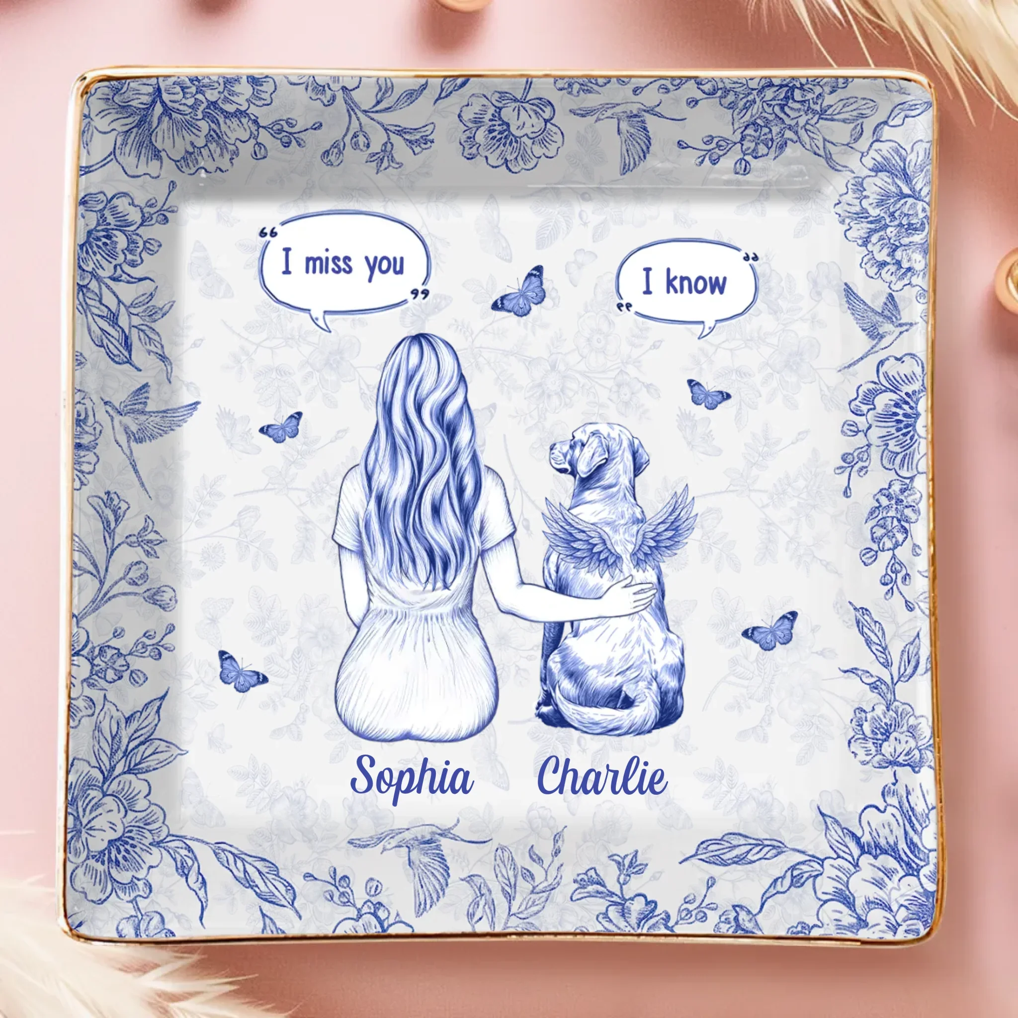 Custom Full-Print Jewelry Dish - Personalized Pet Memorial Sympathy Gifts For Dogs - Always Loved Never Gone - Robaser