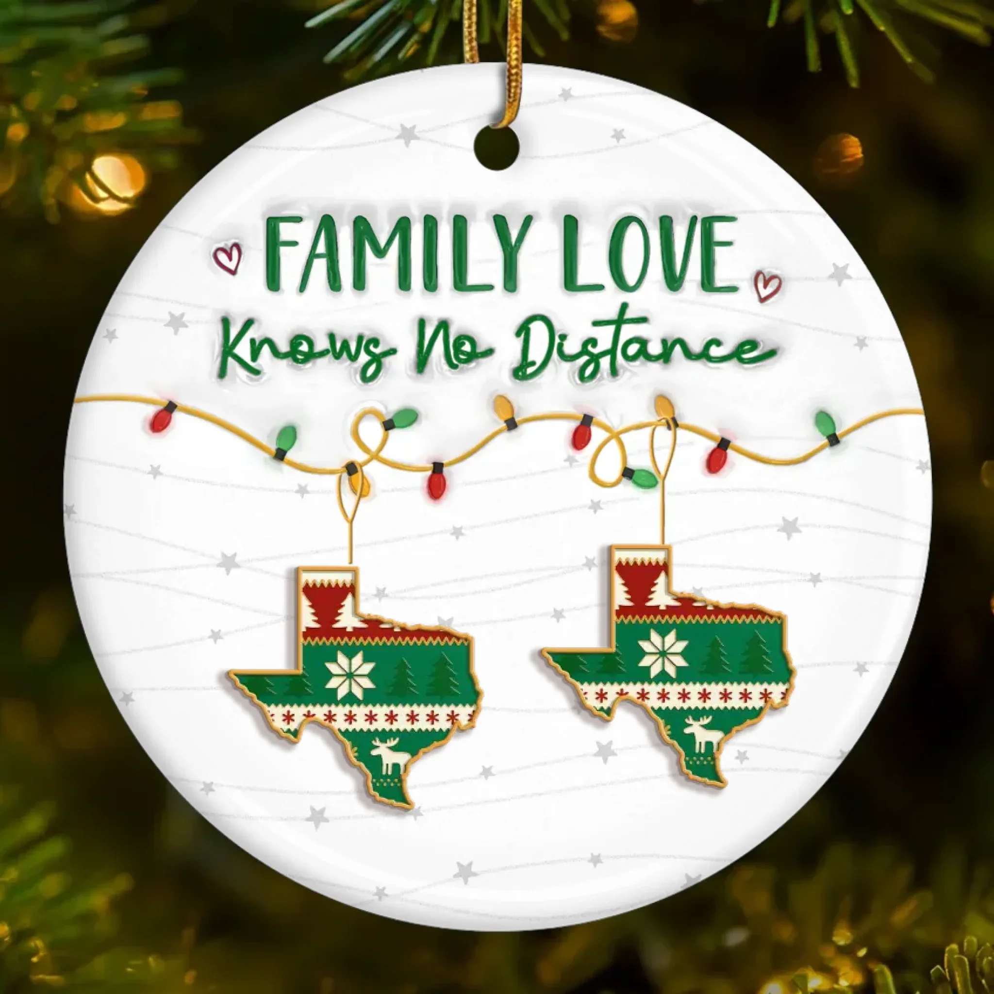 Custom Long Distance Ceramic Ornament - Personalized Christmas Birthday Gifts For Mom, Dad, Brother, Sister, Kids - Always Connected No Matter The Miles - Robaser